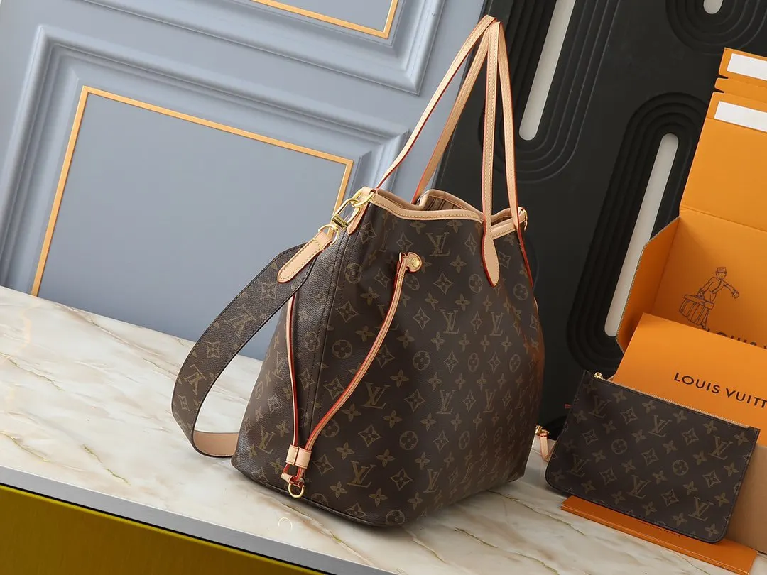 Neverfull 老花 金色 帆布 單肩包 日常單肩背款
