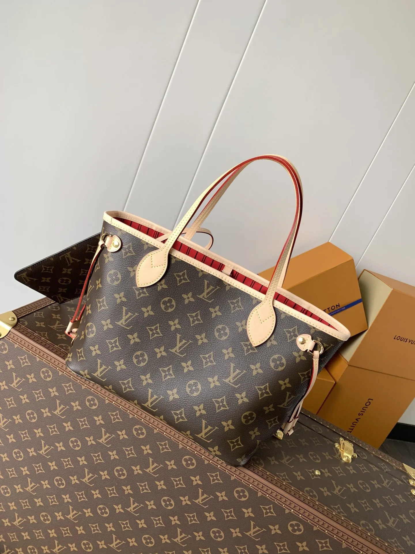 LV Neverfull 金色 牛皮 手拿包 精致手拿款