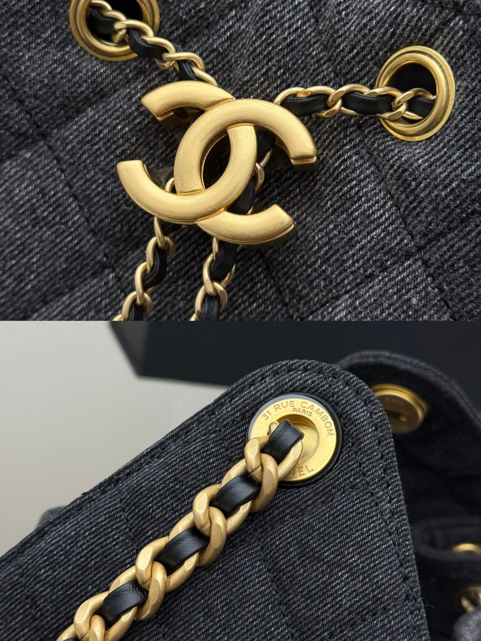 Gold Hobo Shoulder Bag Vintage Leather