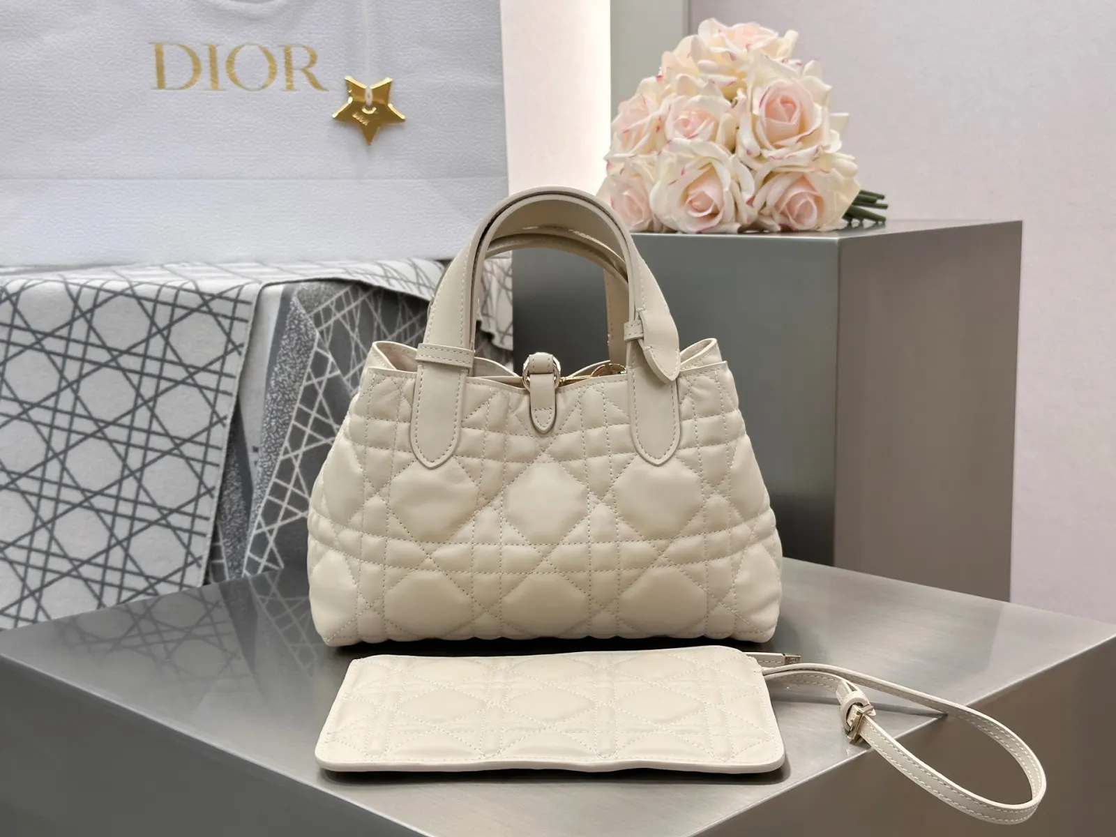 Beige Shoulder Bag Leather