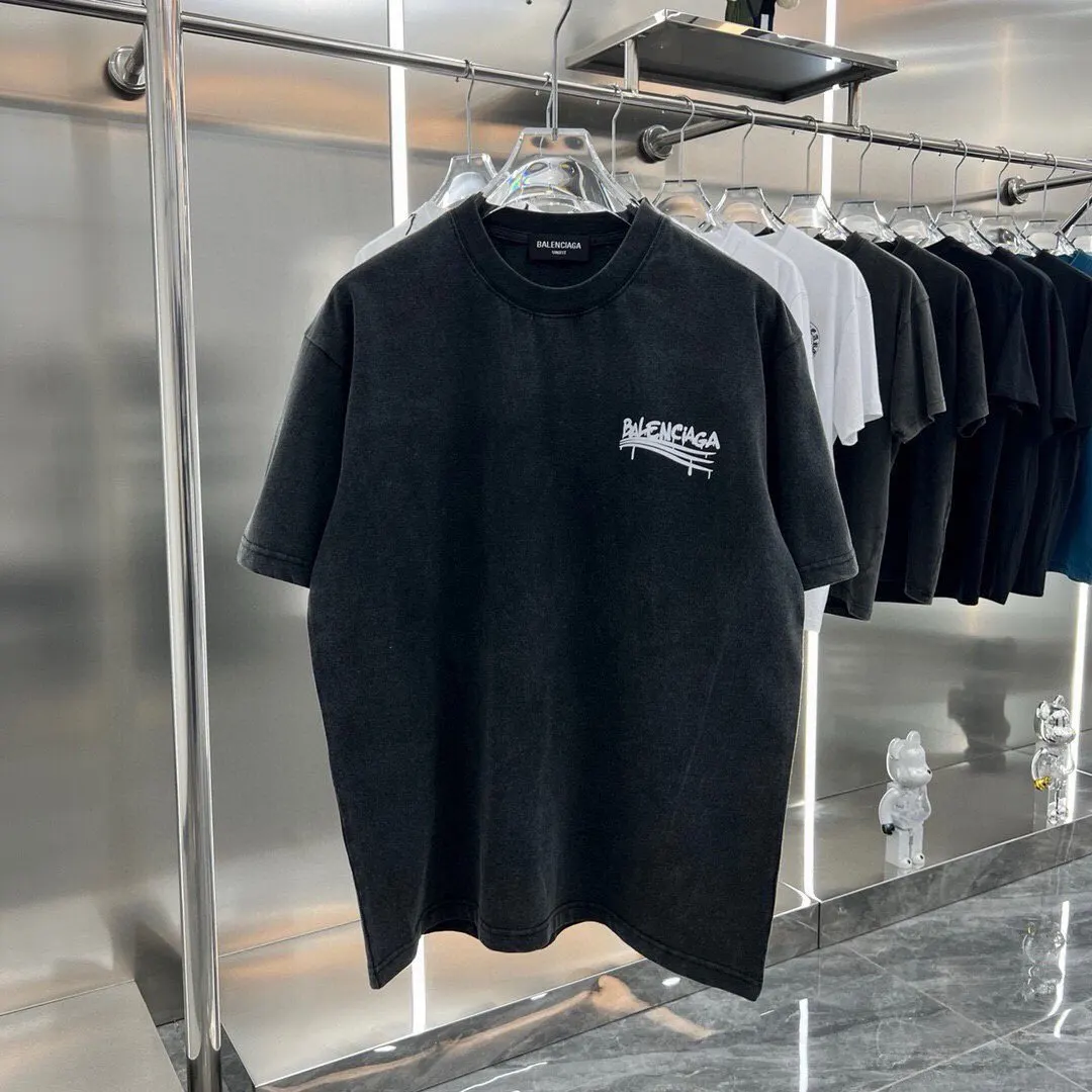 Balenciaga Black Logo Short Sleeve T-Shirt Street Casual