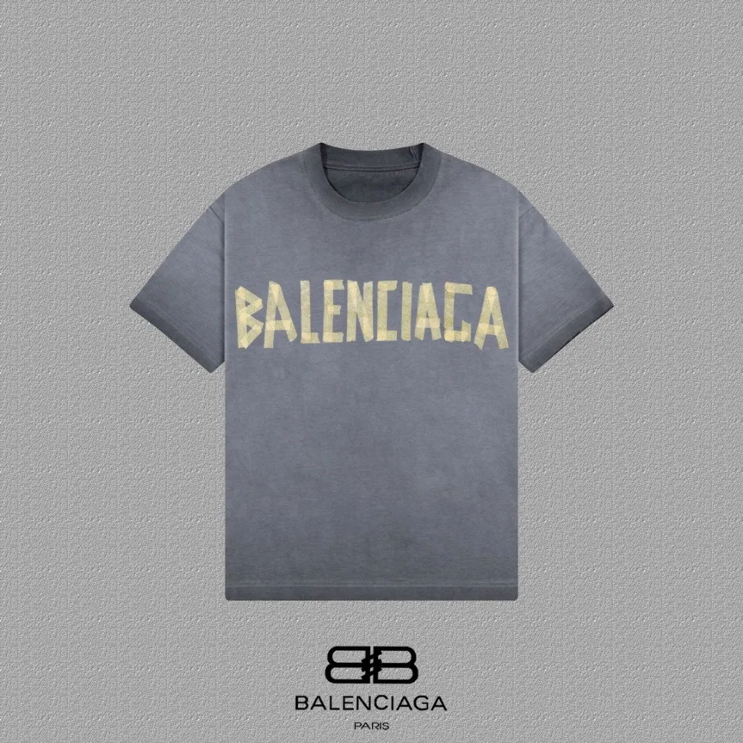 Balenciaga Gray Logo Short Sleeve T-Shirt Street Casual