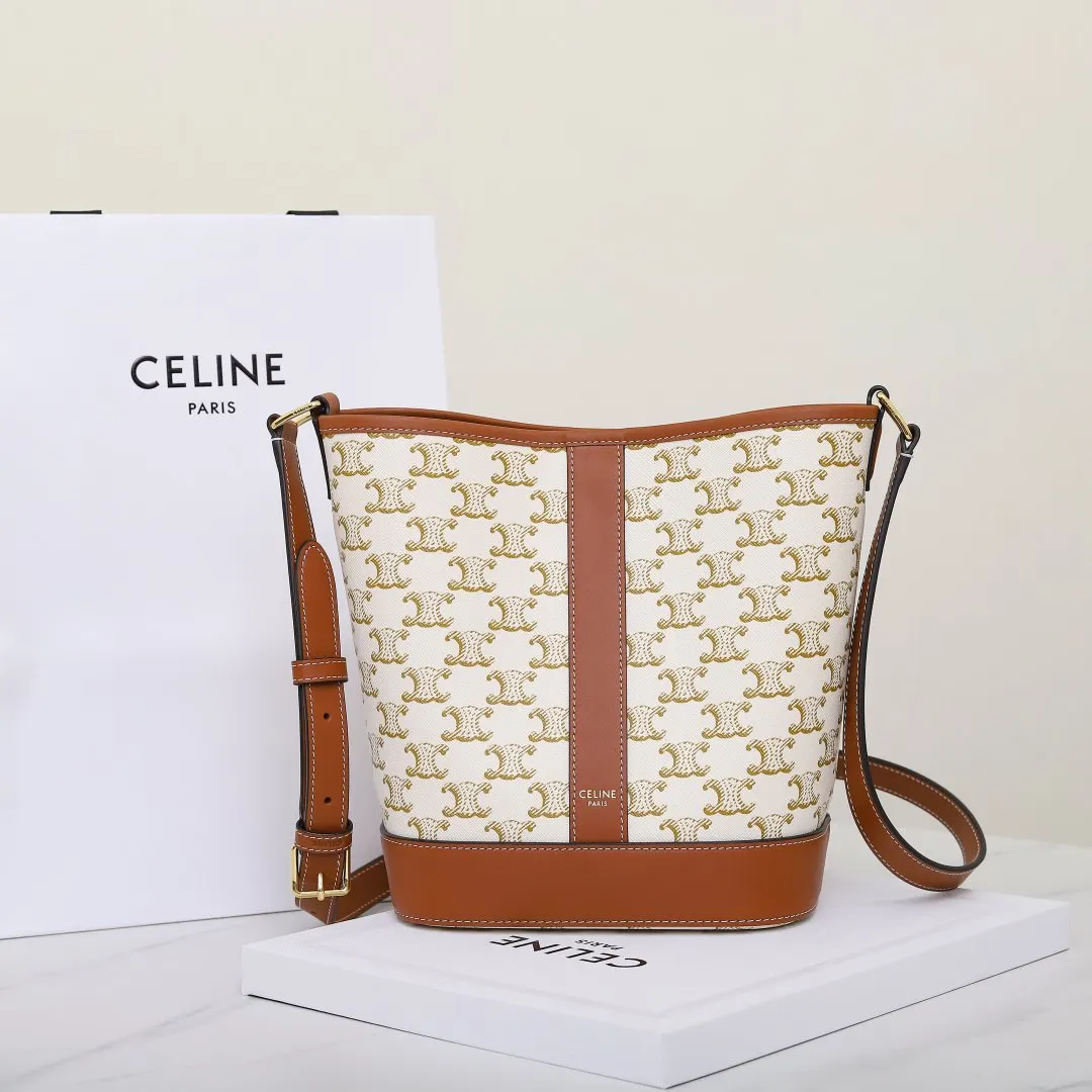 Celine 老花 牛皮 水桶包 休閒水桶款