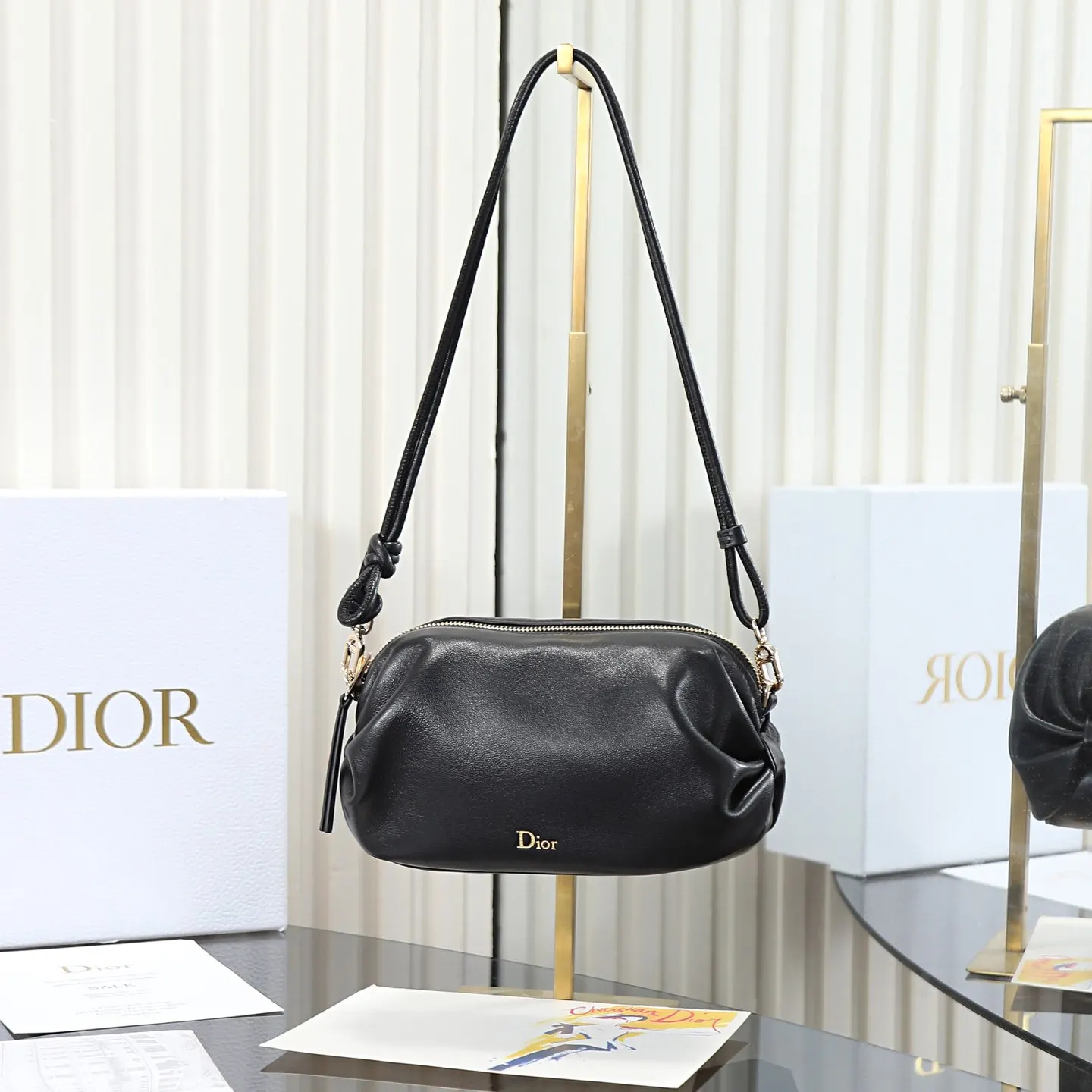 Dior Oblique 黑色羊皮手拿包 晚宴手拿款