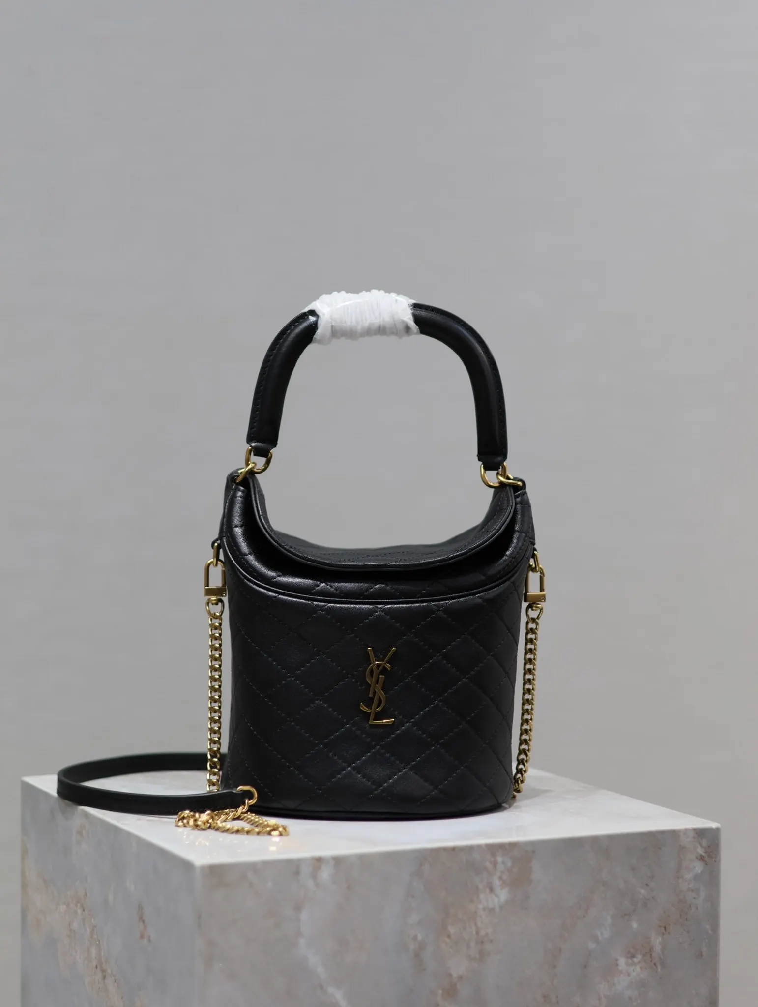 YSL 黑色 GabyBucket翻盖水桶包 薯条包 见面 链条包 精致链条款