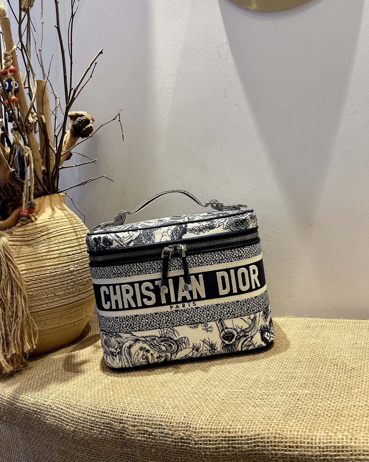 Dior Oblique 黑白迷你化妝包 手拿收納款