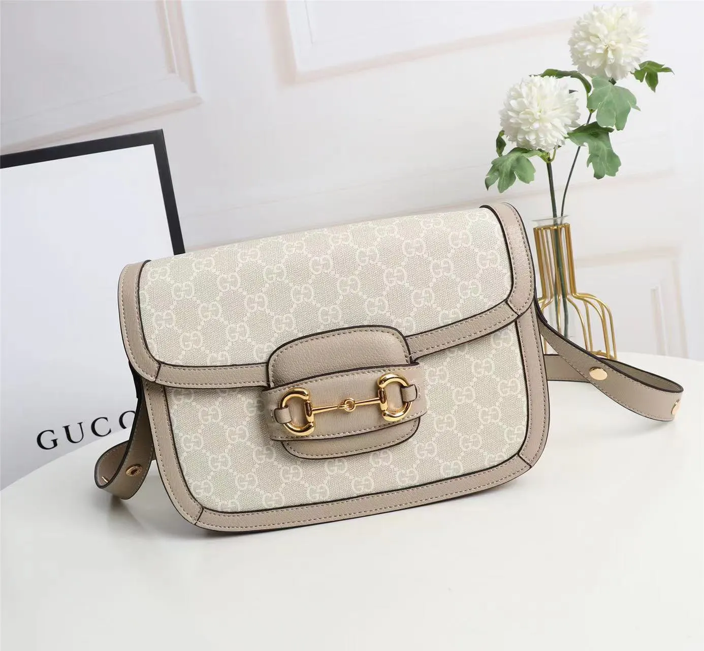 Gucci Horsebit 1955 老花馬銜扣肩揹包 單肩斜挎款