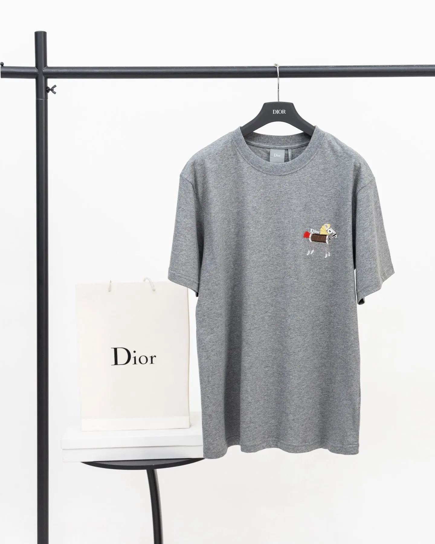 DIOR Embroidery Print Short Sleeve T-Shirt Casual Versatile 