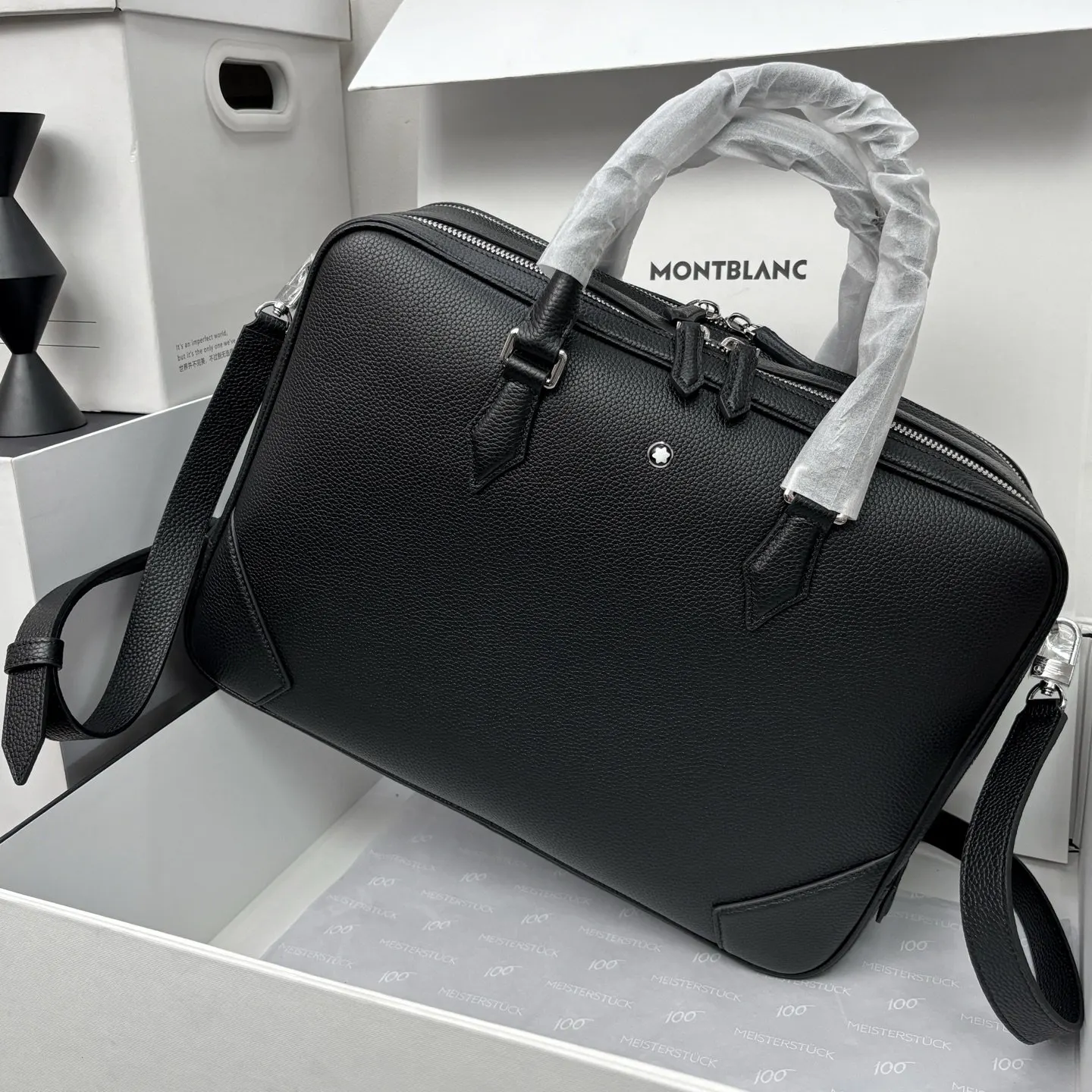 牛皮 MONTBLANC 万宝龙粒纹软皮精選系列 旅行袋 大容量旅行款