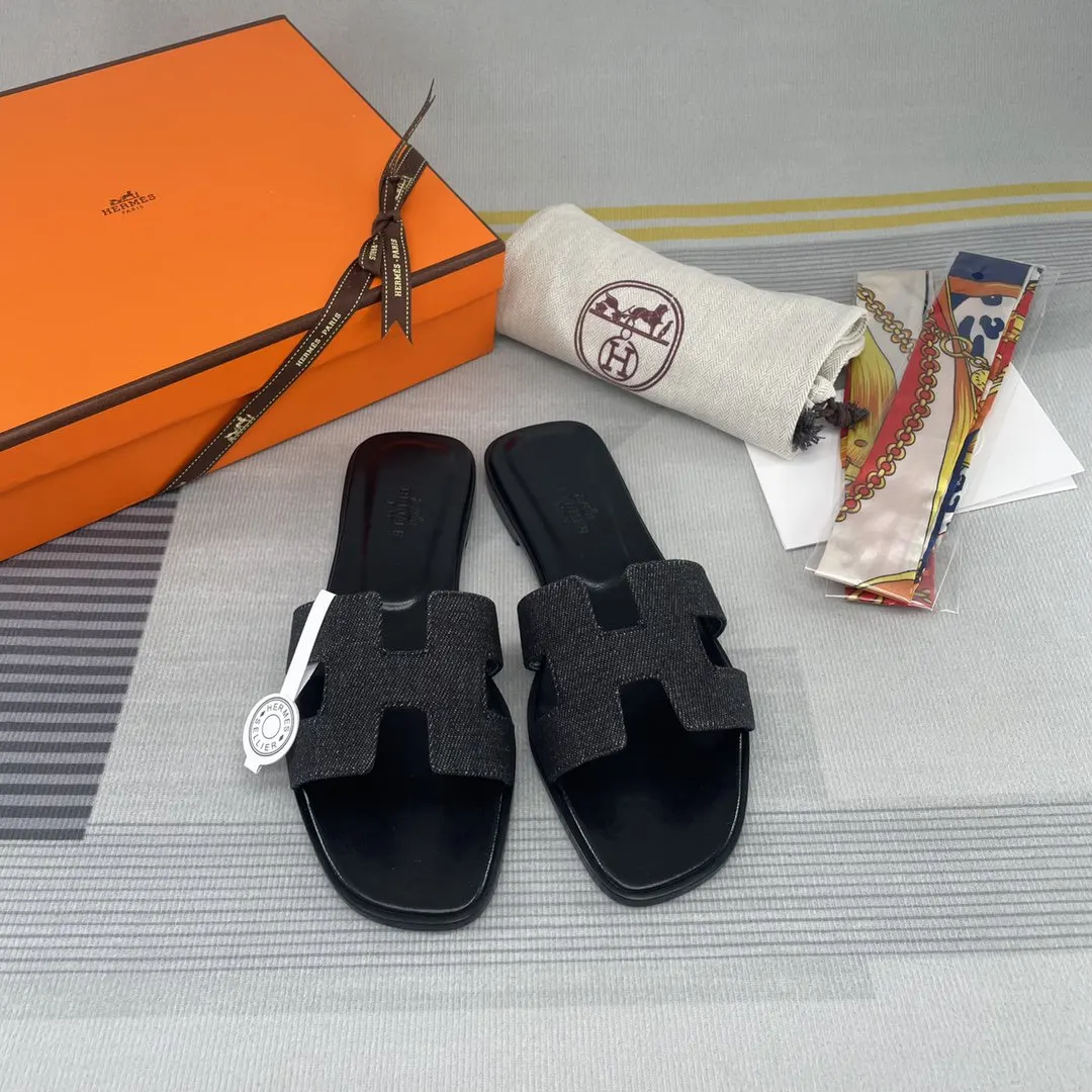 Hermes Oran 牛仔黑 拖鞋 舒適百搭款