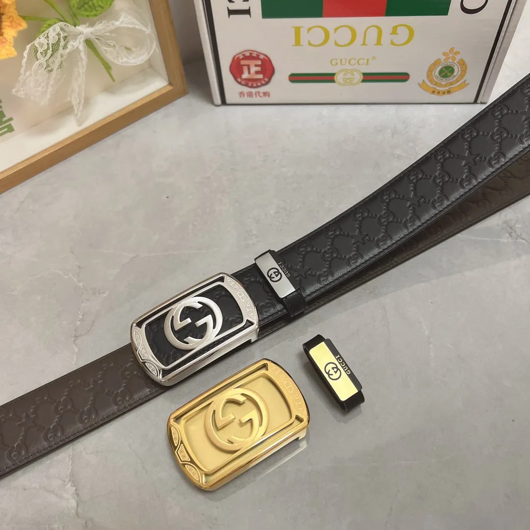 Gucci 雙G扣牛皮腰帶