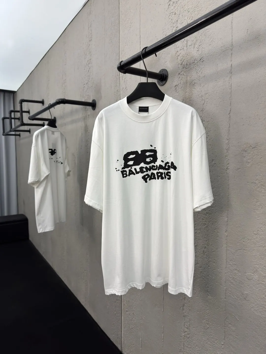 Balenciaga White Cotton Logo Short Sleeve T-Shirt Street Cas
