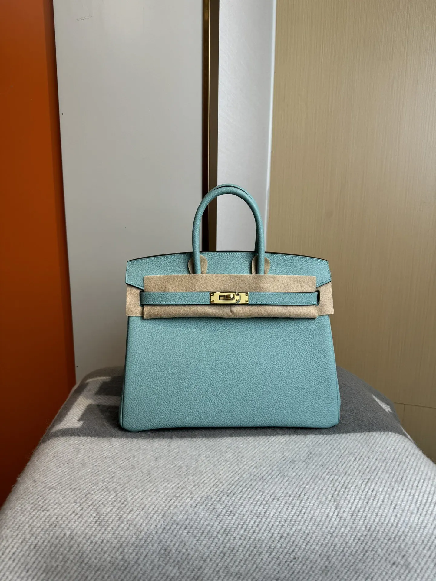 Birkin 铂金 进口Togo皮 马卡龙藍 金 手提包 通勤手提款