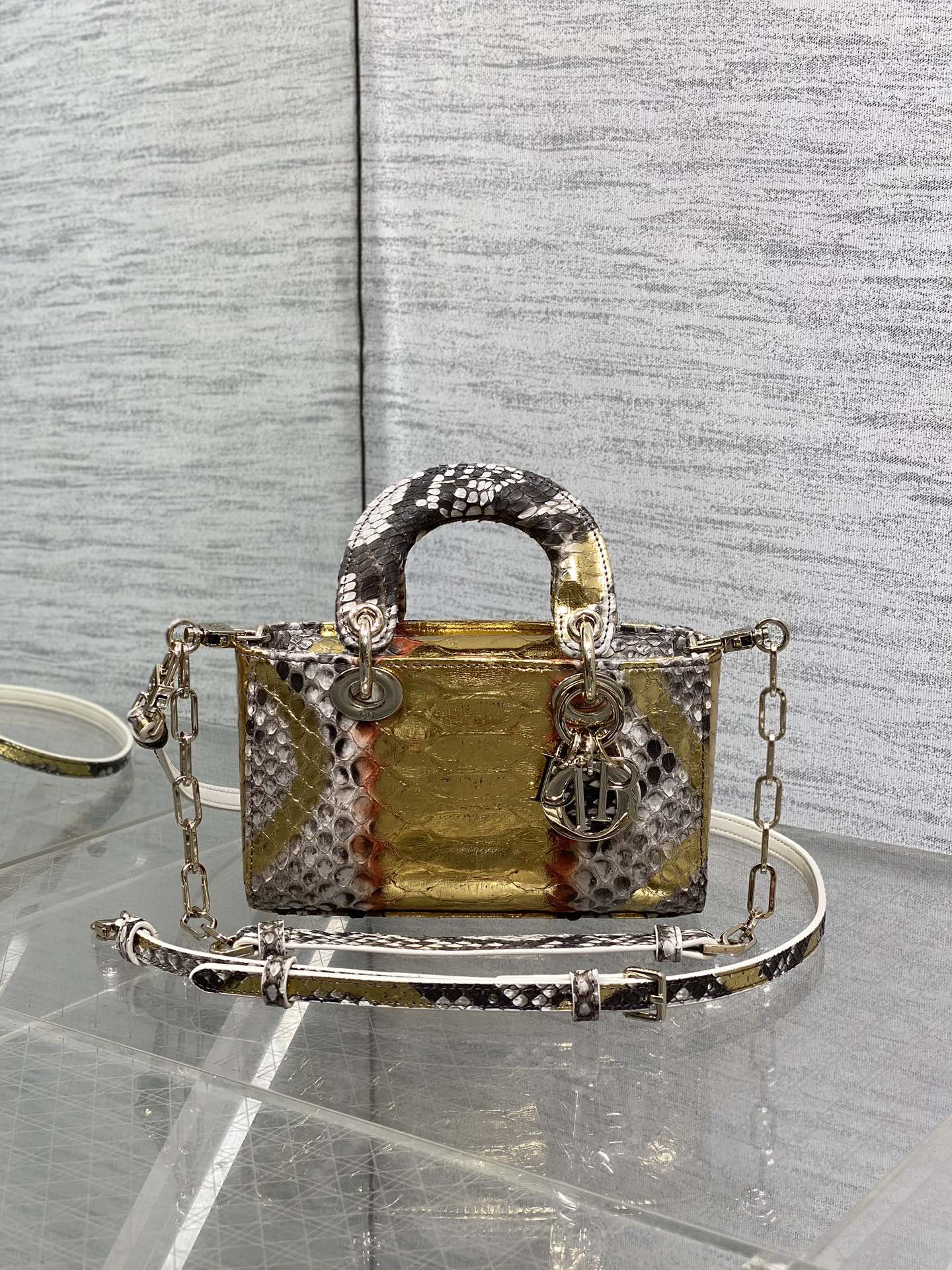 Dior 进口 蛇皮横款戴妃包 Lady横版戴妃珍稀 手提包 通勤手提款
