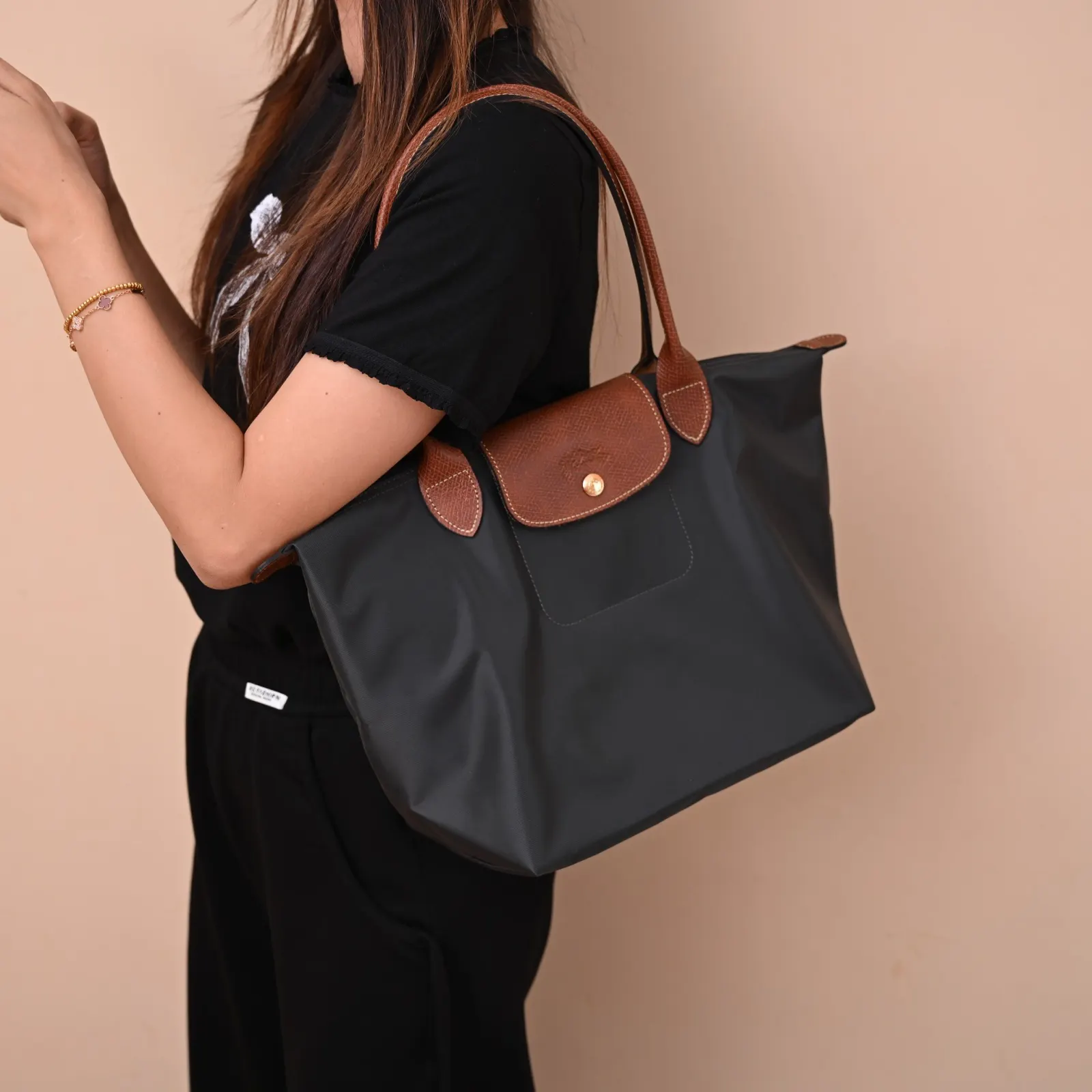 黑色 纯 珑骧 长柄中号 黑色 longchamp 秒发 单肩包 日常单肩背款