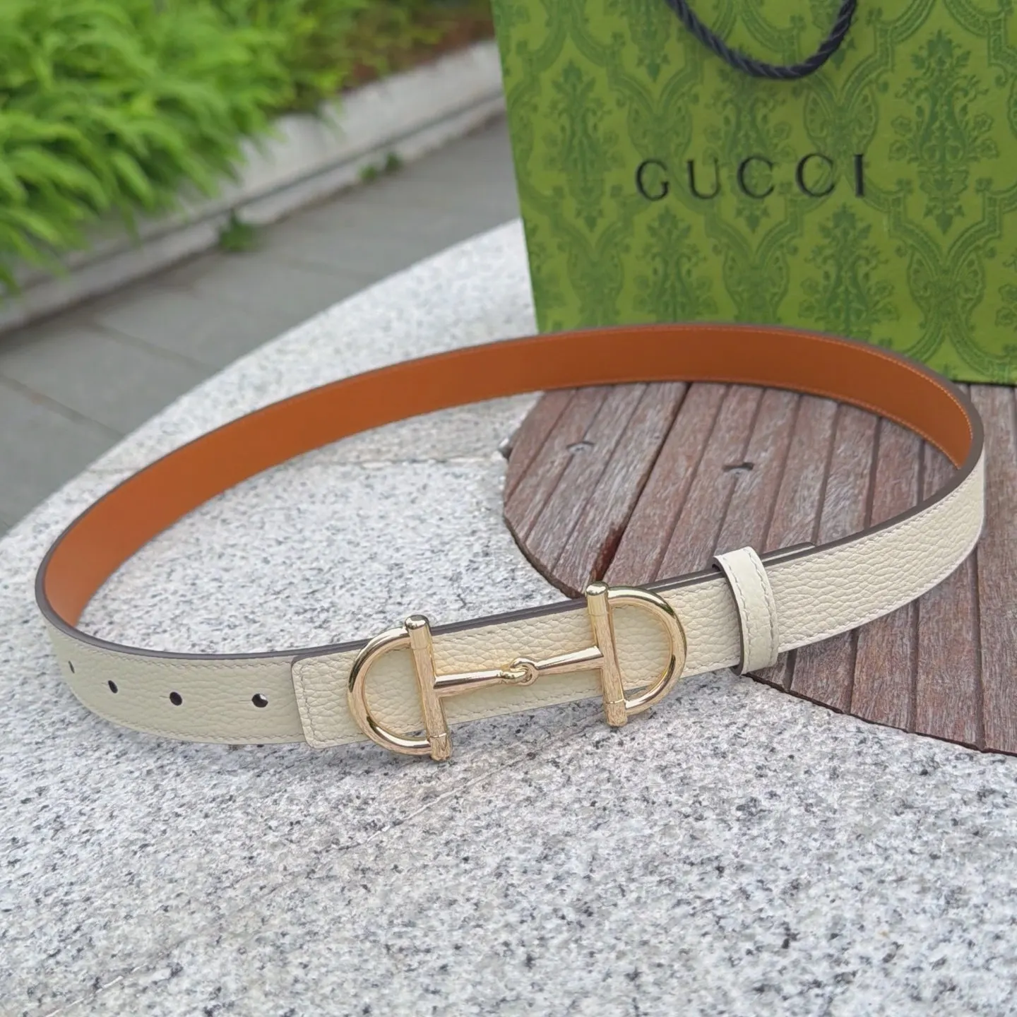 Gucci Double G Buckle Cowhide Double Sided Belt, Business Ca