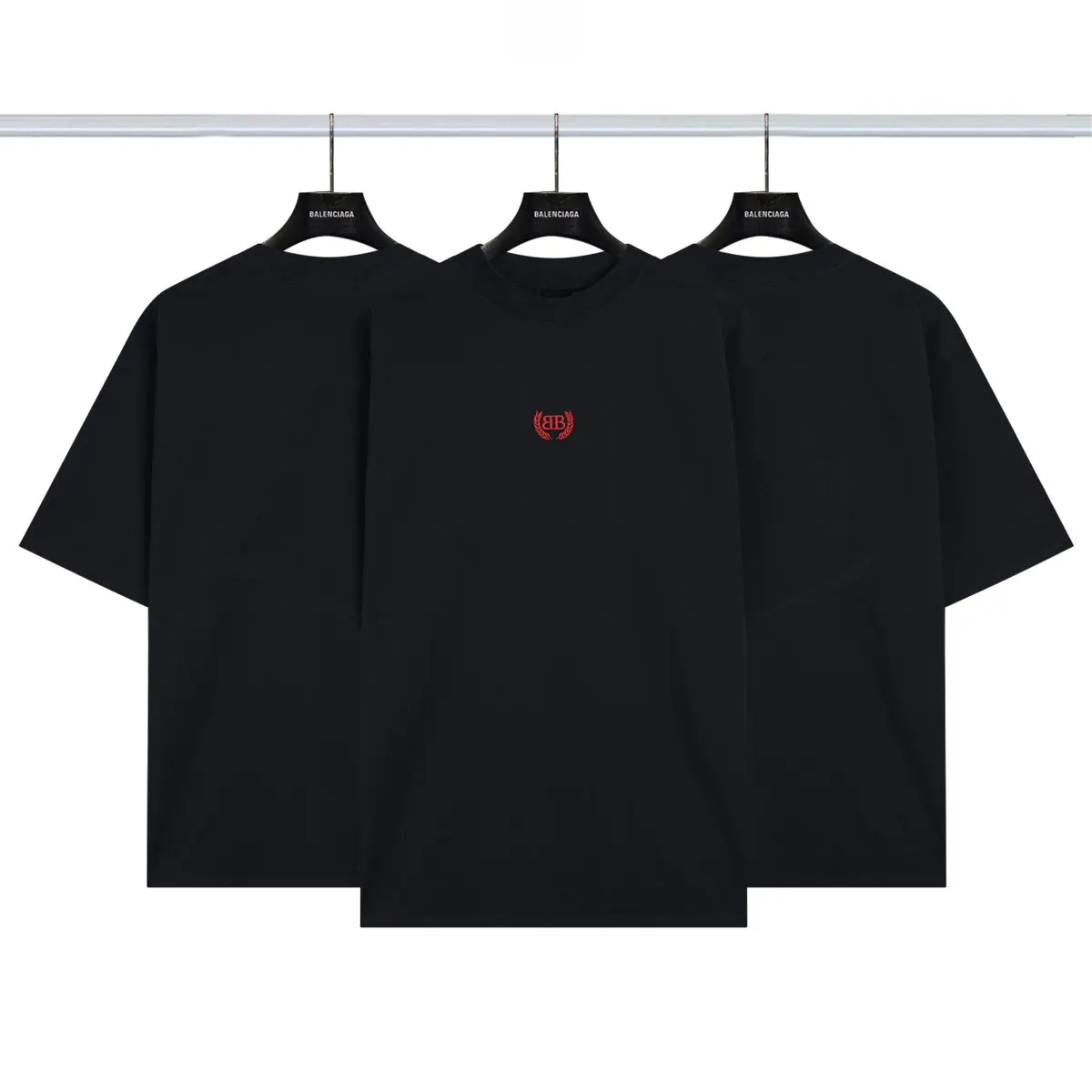 Balenciaga Black Letter Embroidery Short Sleeve T-Shirt Street Casual