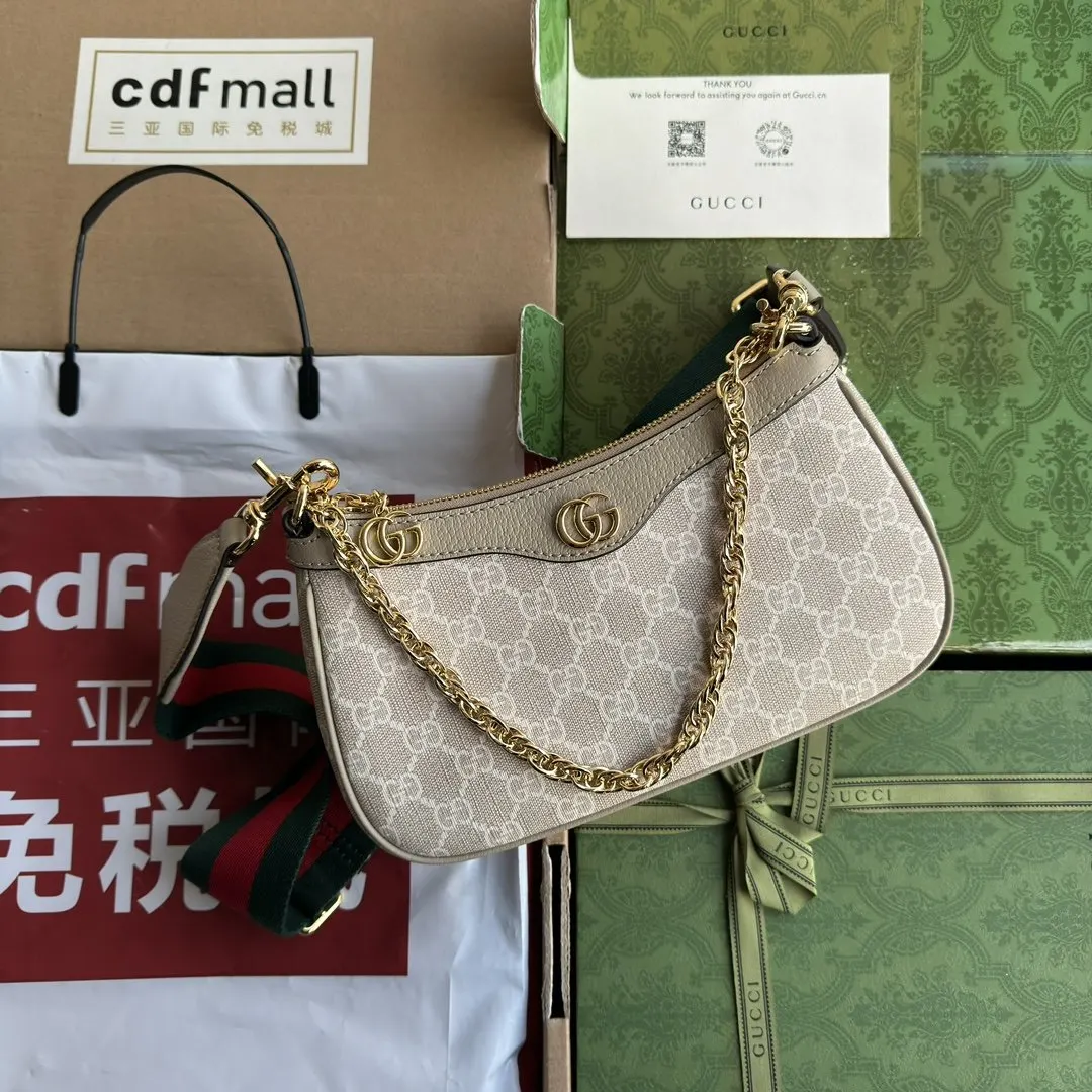 Gucci Brown Beige Crossbody Bag Lightweight Canvas