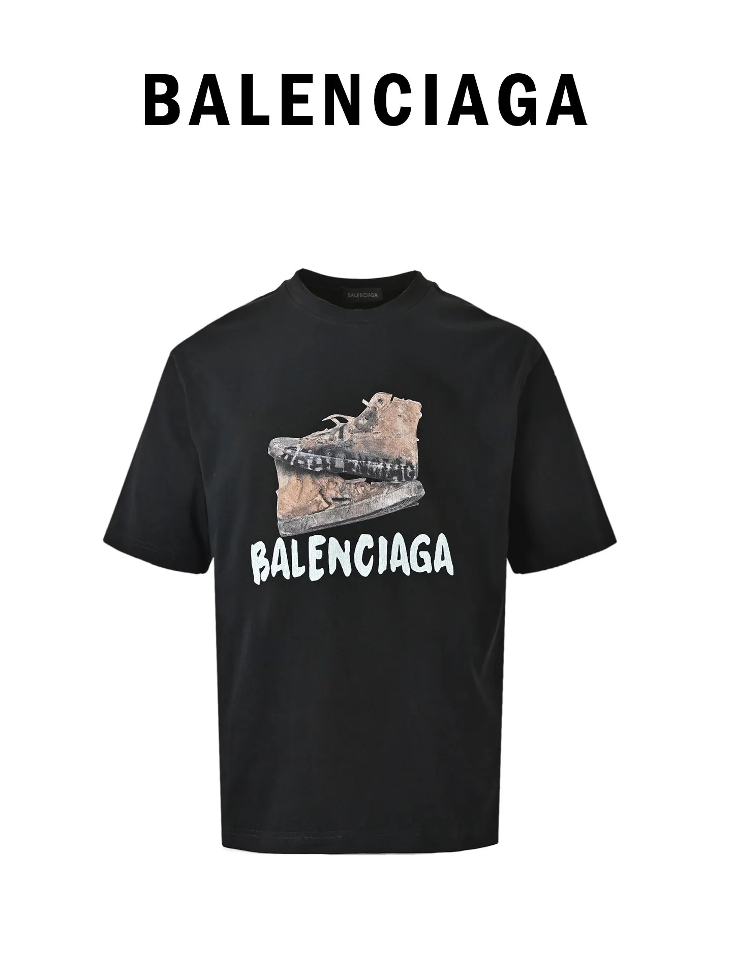 Balenciaga 25SS Logo Washed Short Sleeve T-Shirt Street Casual Style