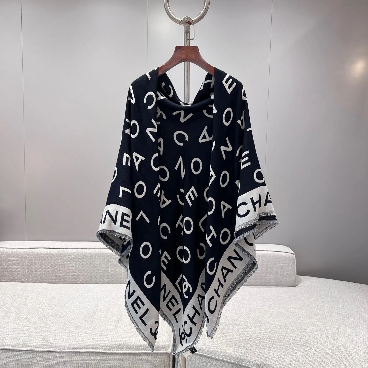 Chanel 藍色 羊毛 圍巾