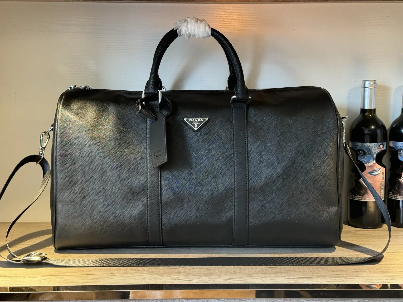 Prada 黑色 白色 尼龍 旅行袋 大容量旅行款