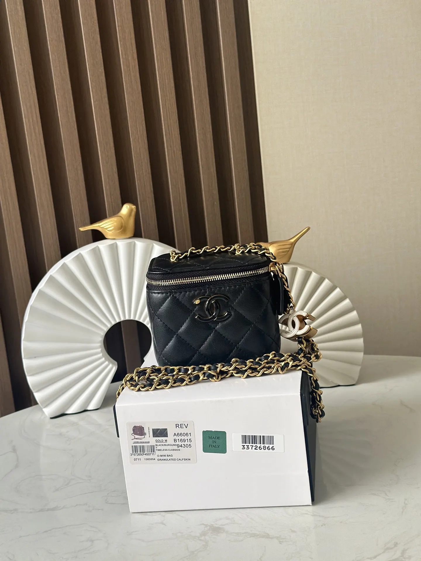 CHANEL 羊皮鏈條化妝包 單肩斜挎
