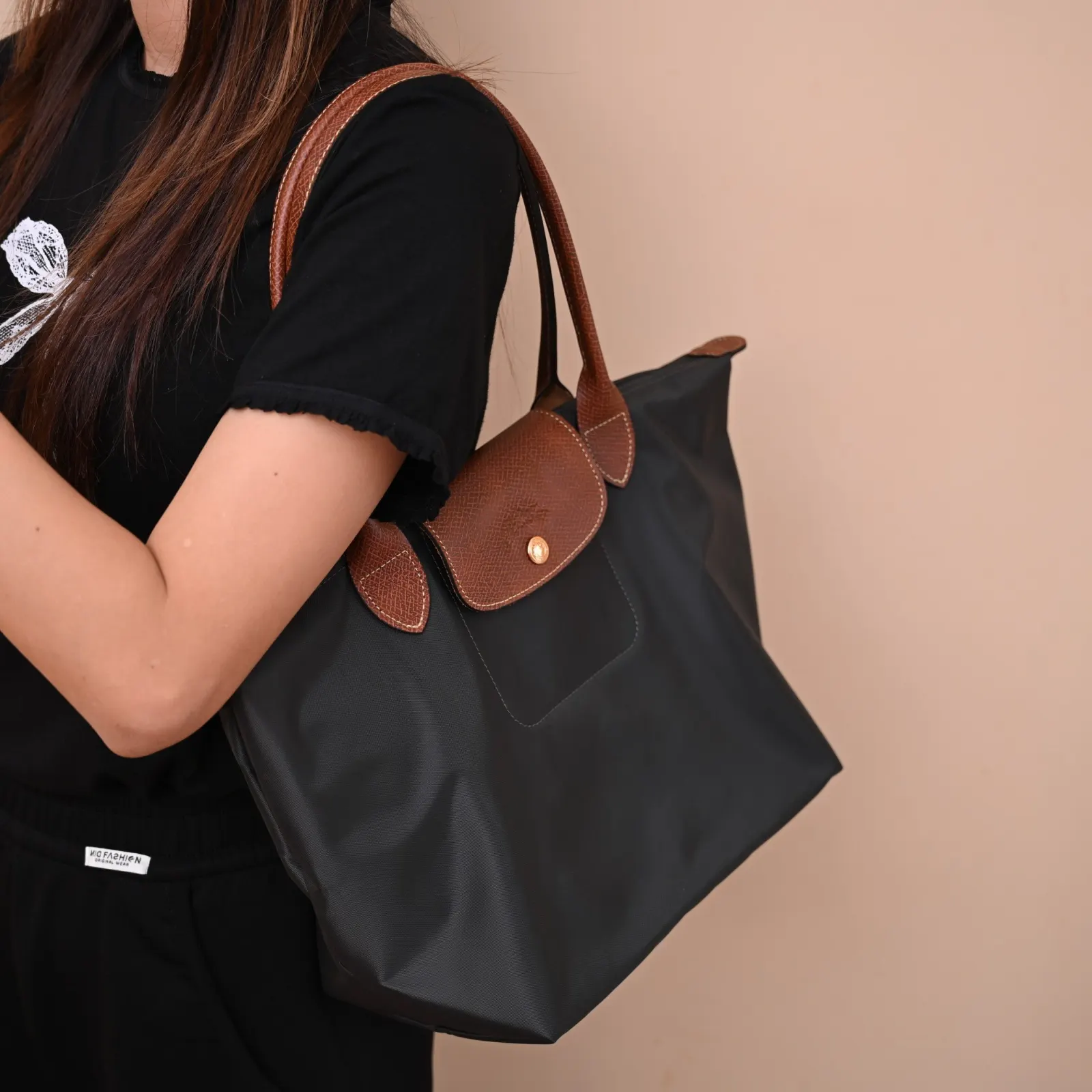 黑色 纯 珑骧 长柄中号 黑色 longchamp 秒发 单肩包 日常单肩背款