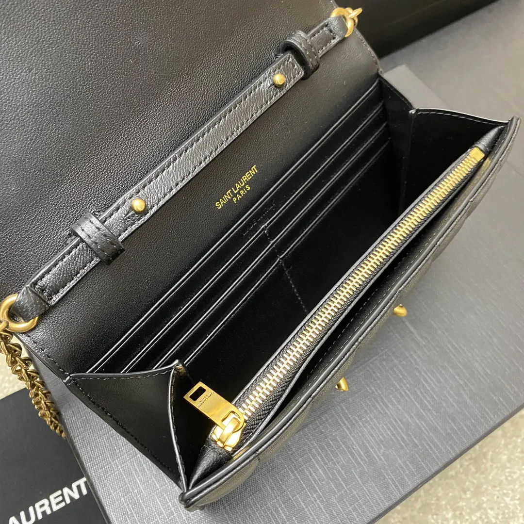 羊皮 批 精品专供 黑羊皮 金 Y家 单肩 链条包 精致链条款