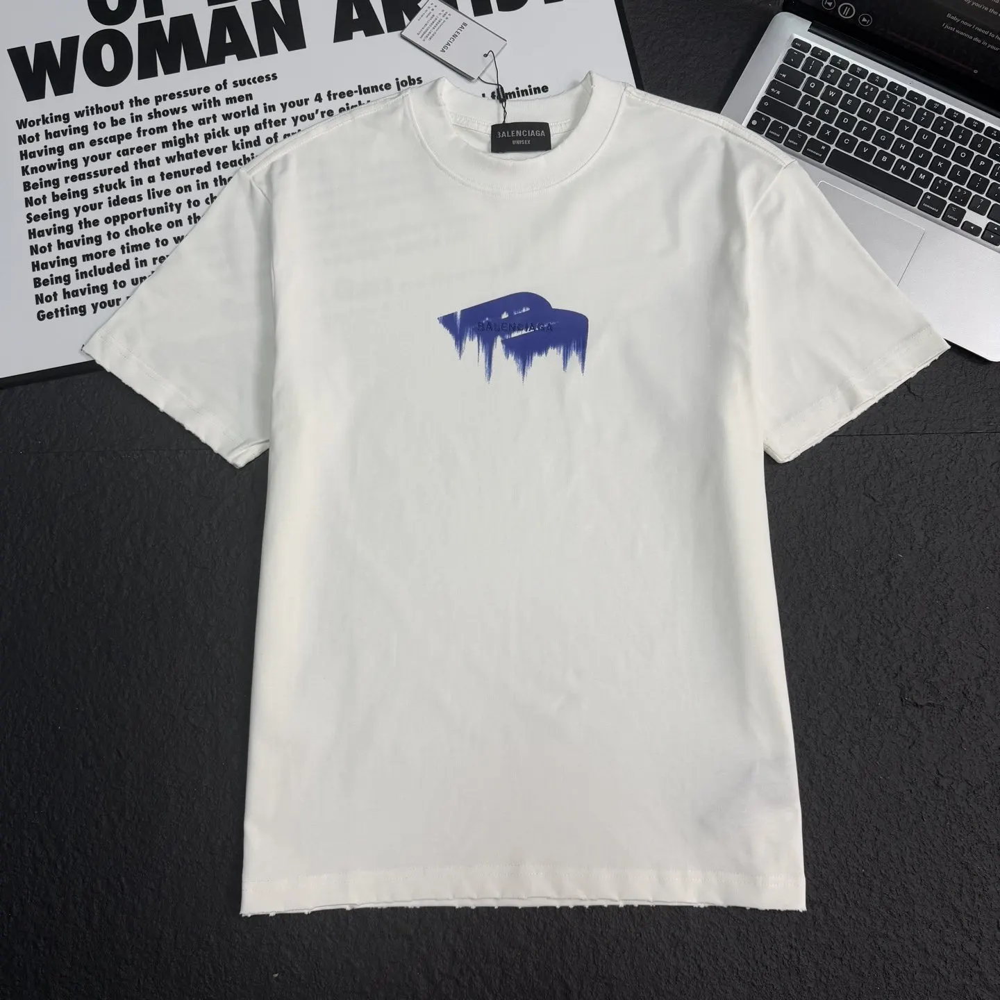 Balenciaga 白色 純棉 Logo 短袖T恤 宽松休閒款