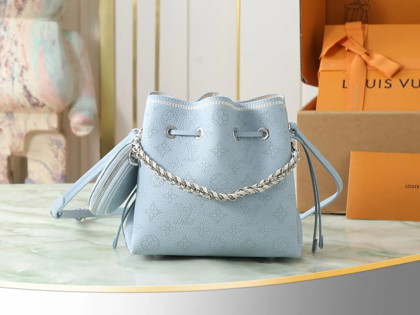 Blue Chain Bag Leather