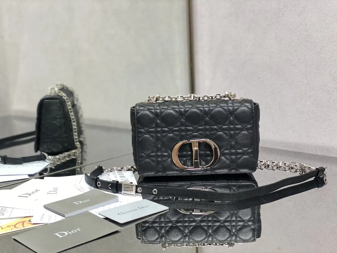 Dior Caro 黑色小牛皮鏈條包 手提斜挎款