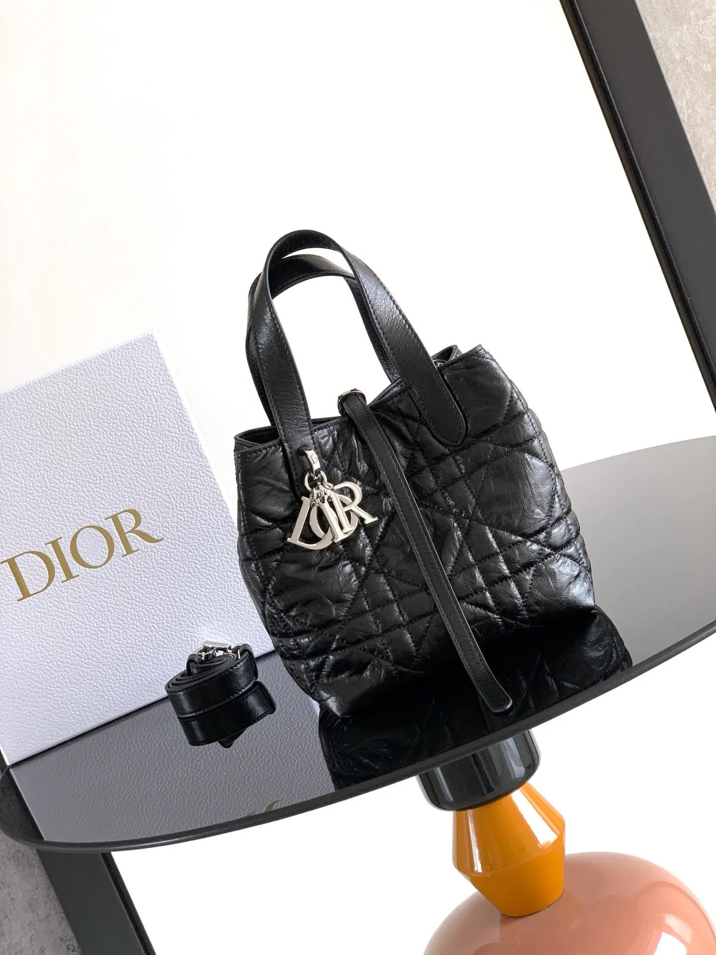 Dior Toujours Black Leather Handbag, Handheld Crossbody