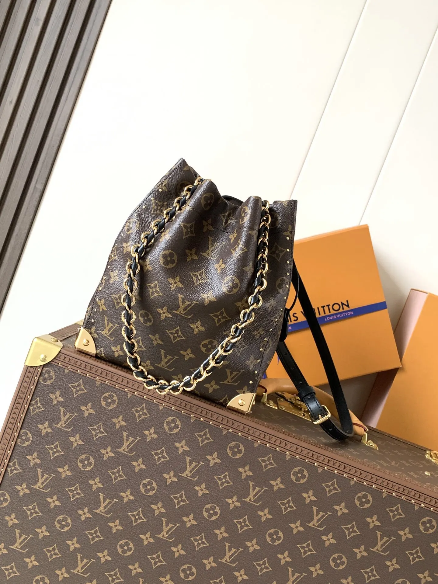 Gold Monogram Chain Bag Leather