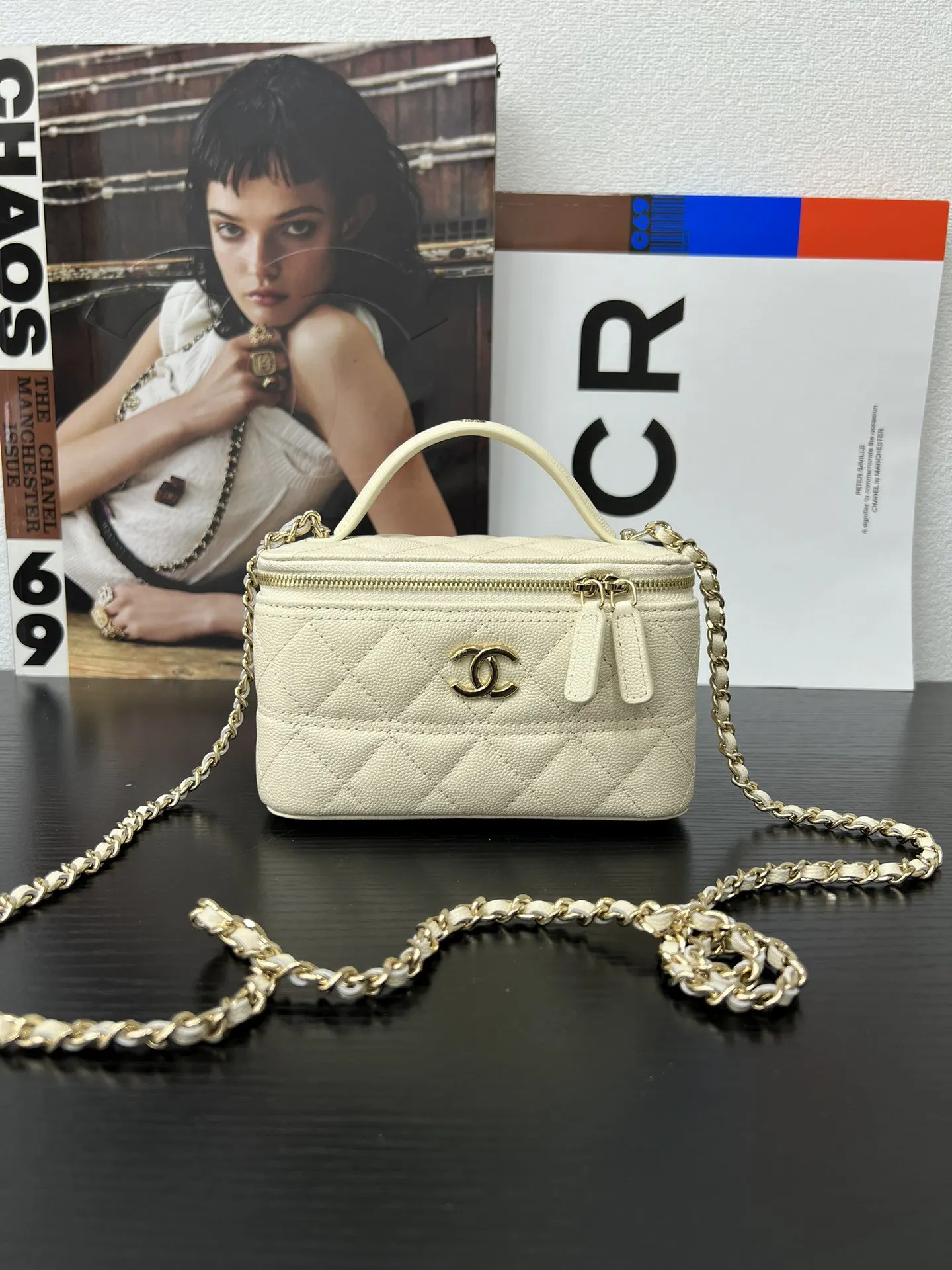 CHANEL 小牛皮鏈條包 單肩斜挎