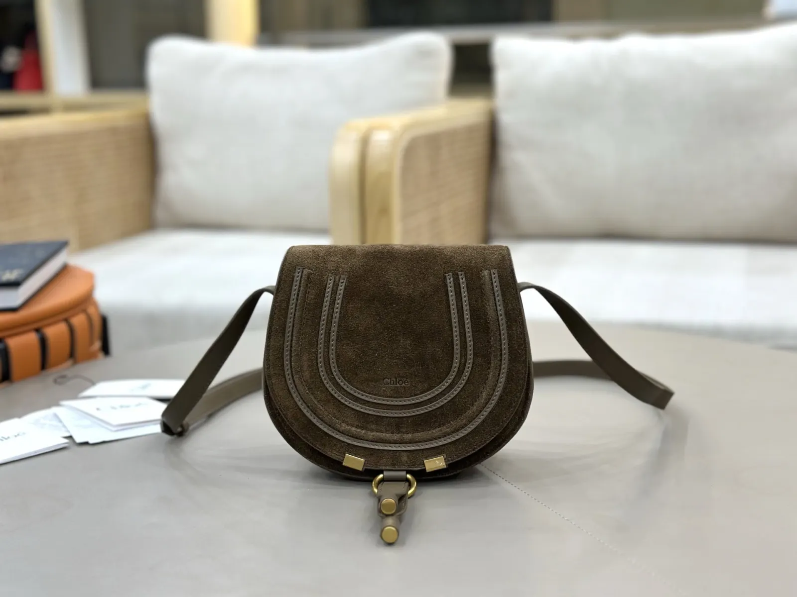 小牛皮 Chloe Marcie马鞍包 Marc 斜挎包 轻便斜挎款