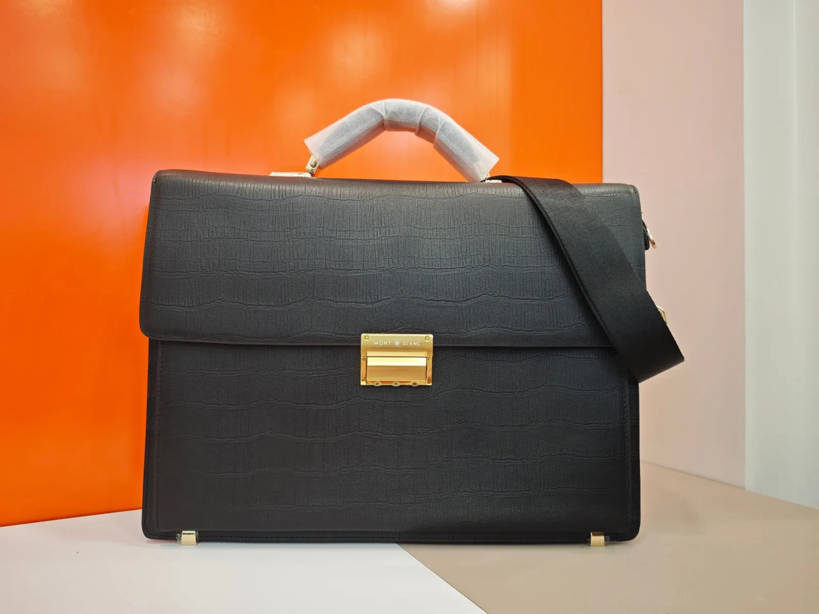 Black Briefcase Business Commuter Leather
