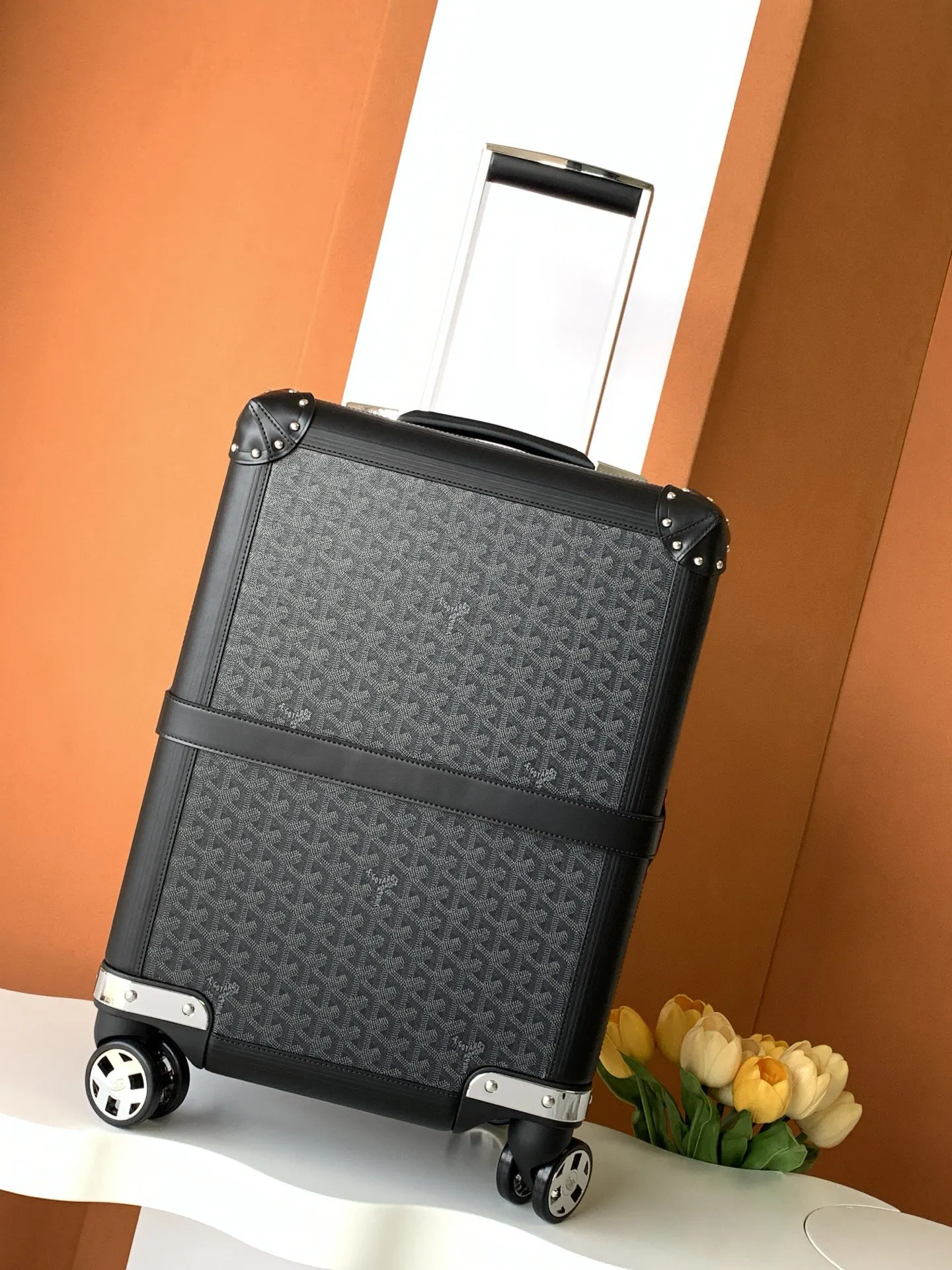 Goyard Black White Suitcase Travel Lightweight
