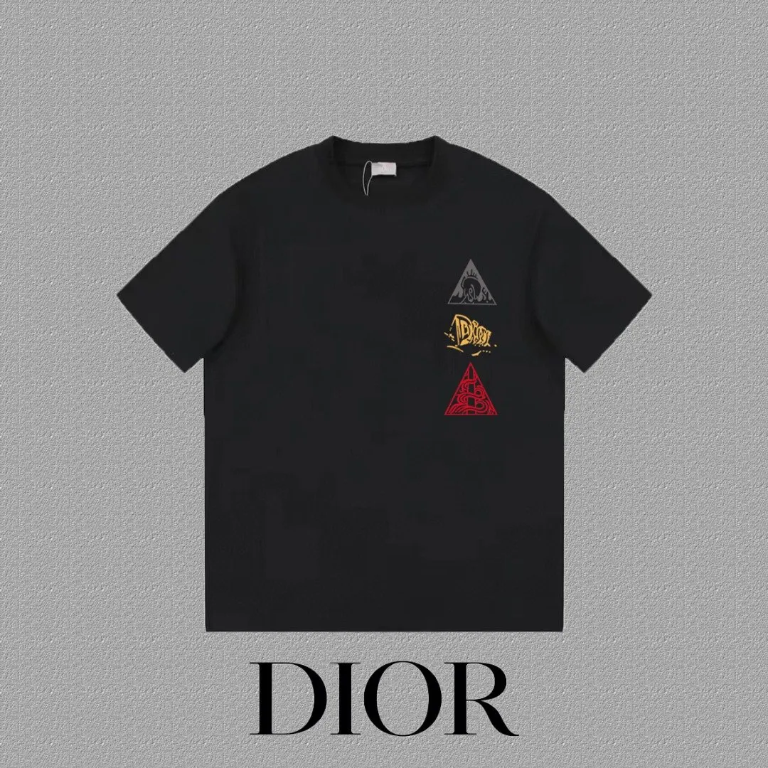 Dior 黑色手写字母短袖T恤 休閒款