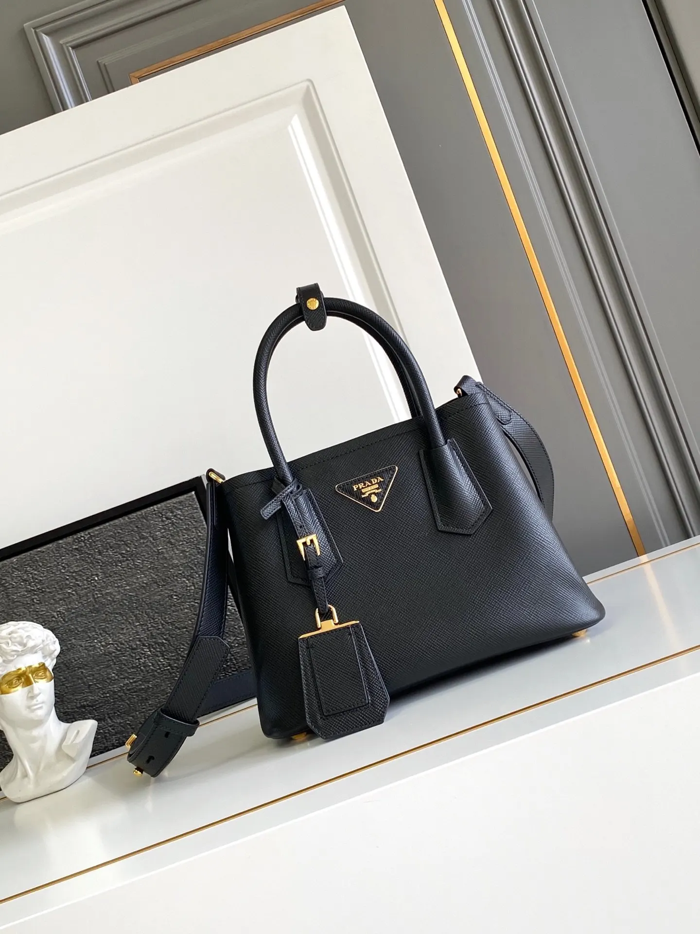 Prada Gold Top Handle Bag Casual Leather