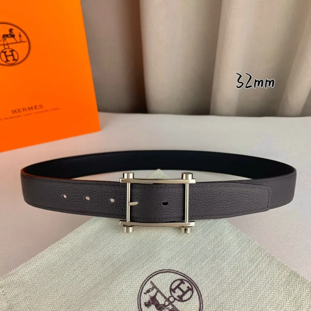 Hermes 荔枝纹牛皮 腰帶 精致配飾款
