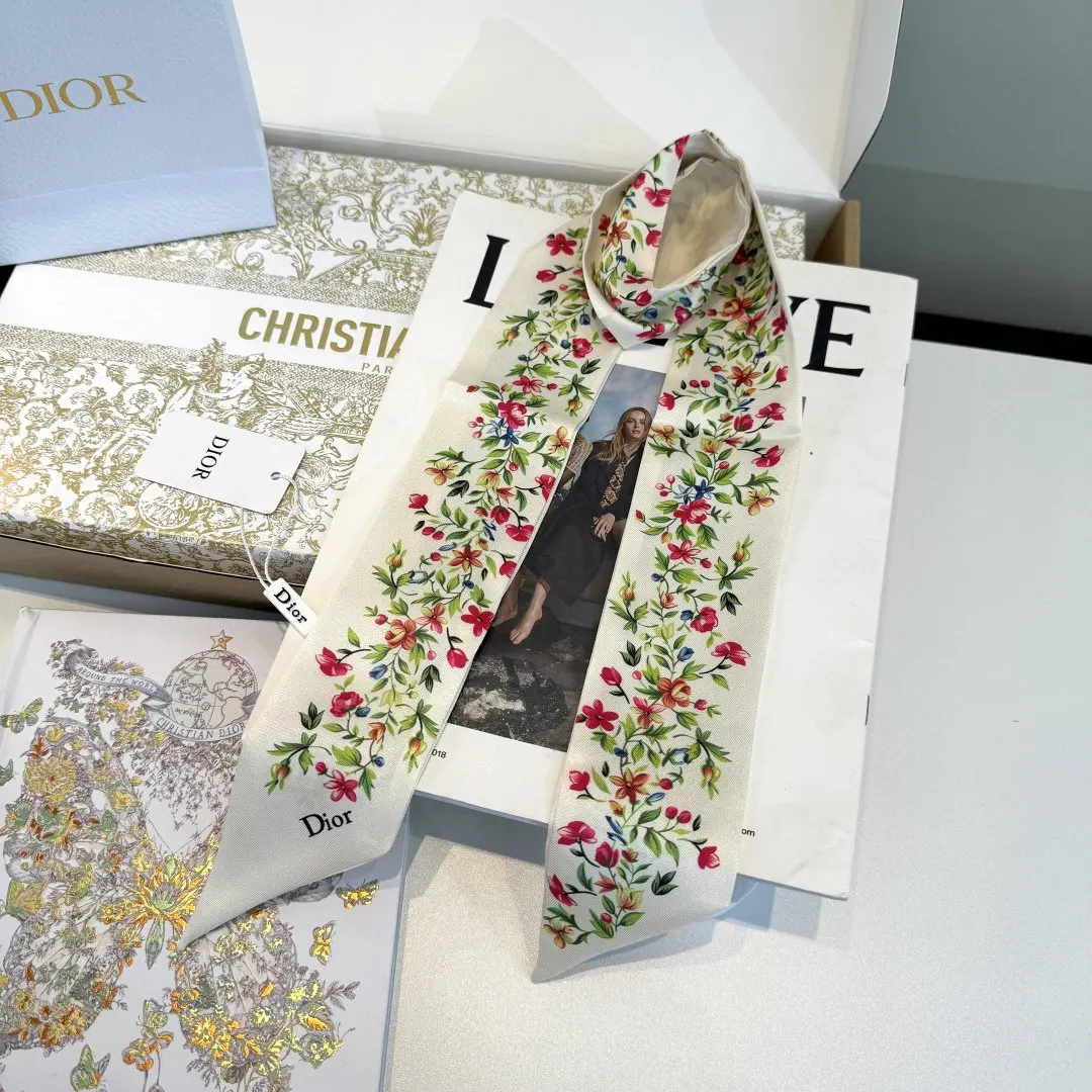 Dior Multicolor Print Silk Scarf – Twill Ribbon
