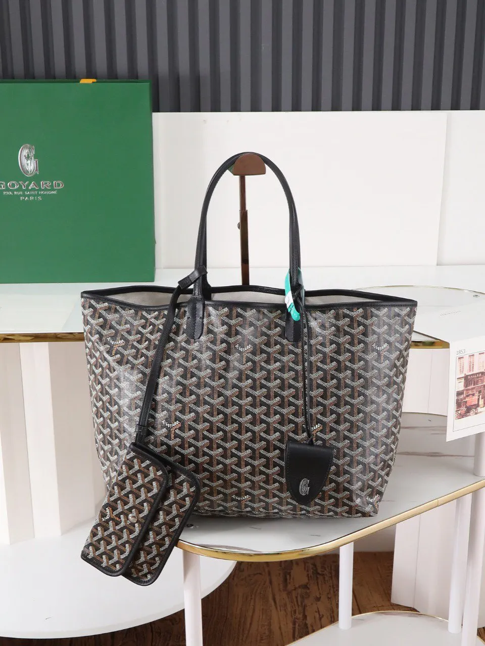 Goyard Black Hobo Shoulder Bag Vintage Canvas