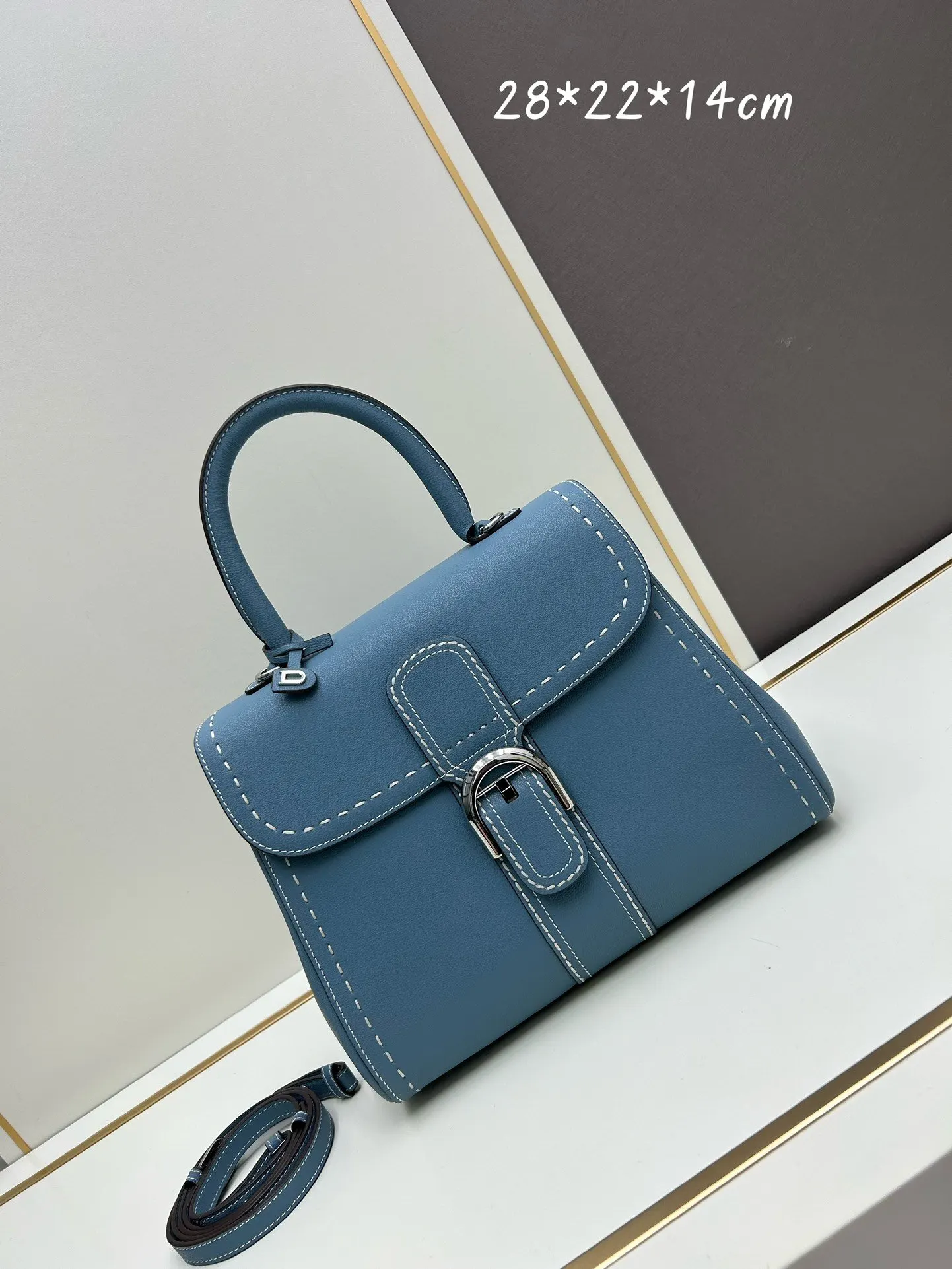 Delvaux 焦糖色 小牛皮 手提包 通勤手提款