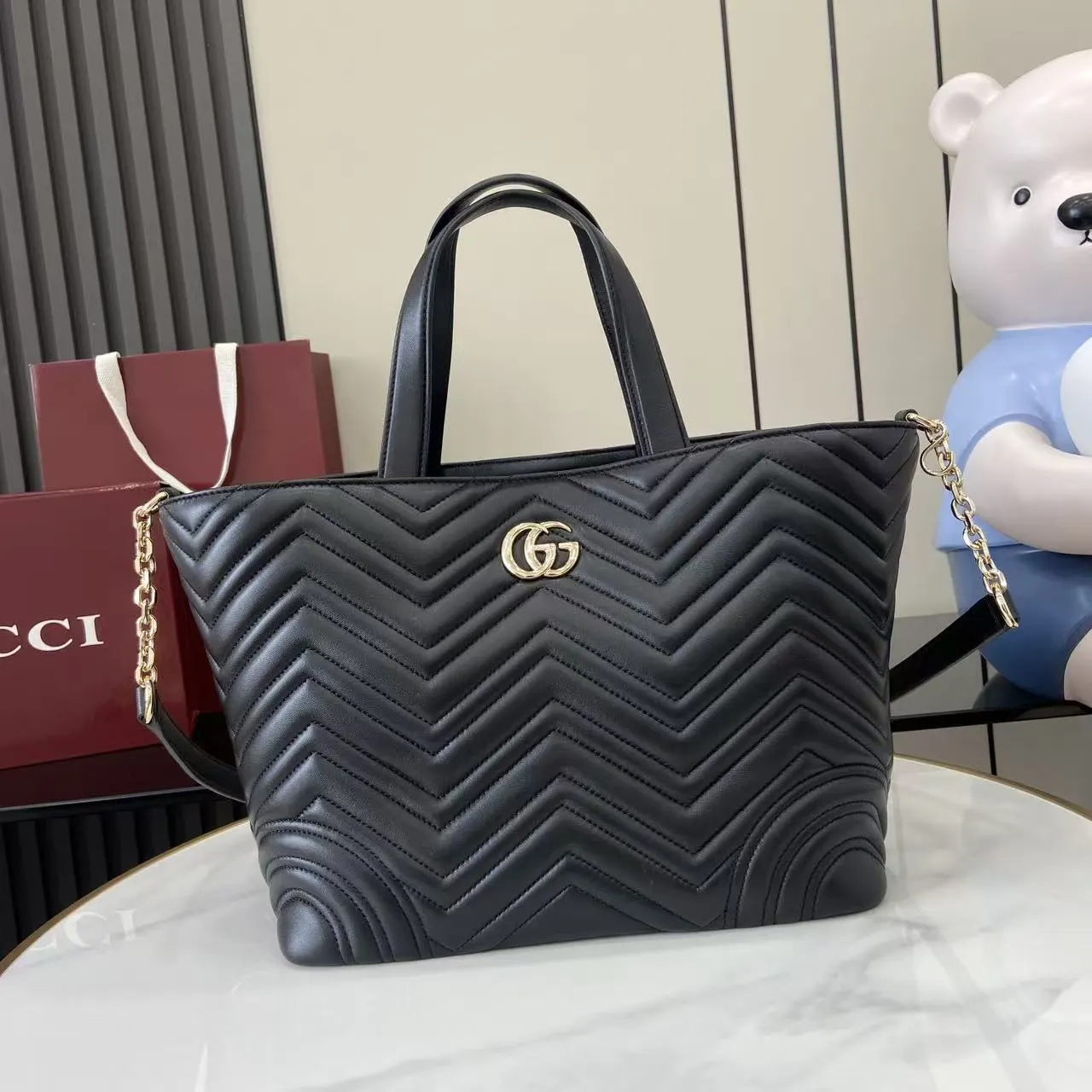 Marmont 黑色 金色 羊皮 托特包 大容量托特款