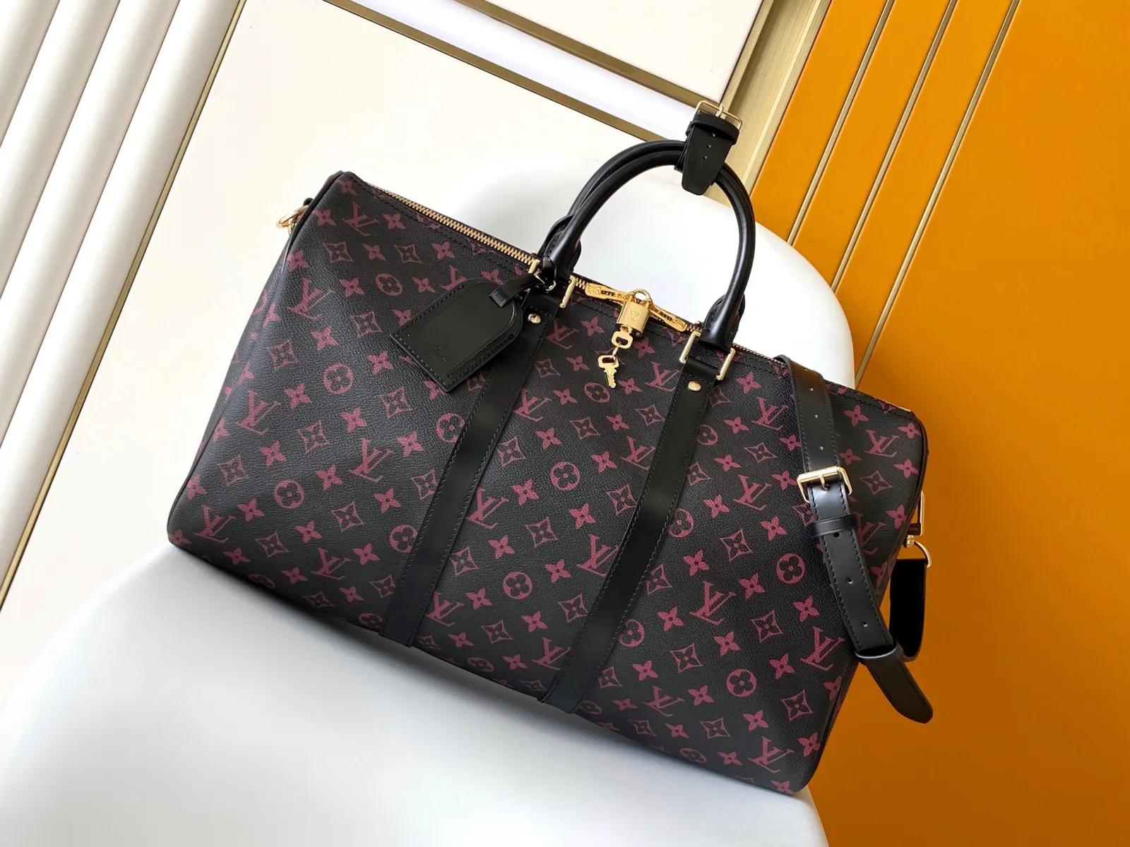 Keepall 黑色 金色 牛皮 旅行袋 大容量旅行款