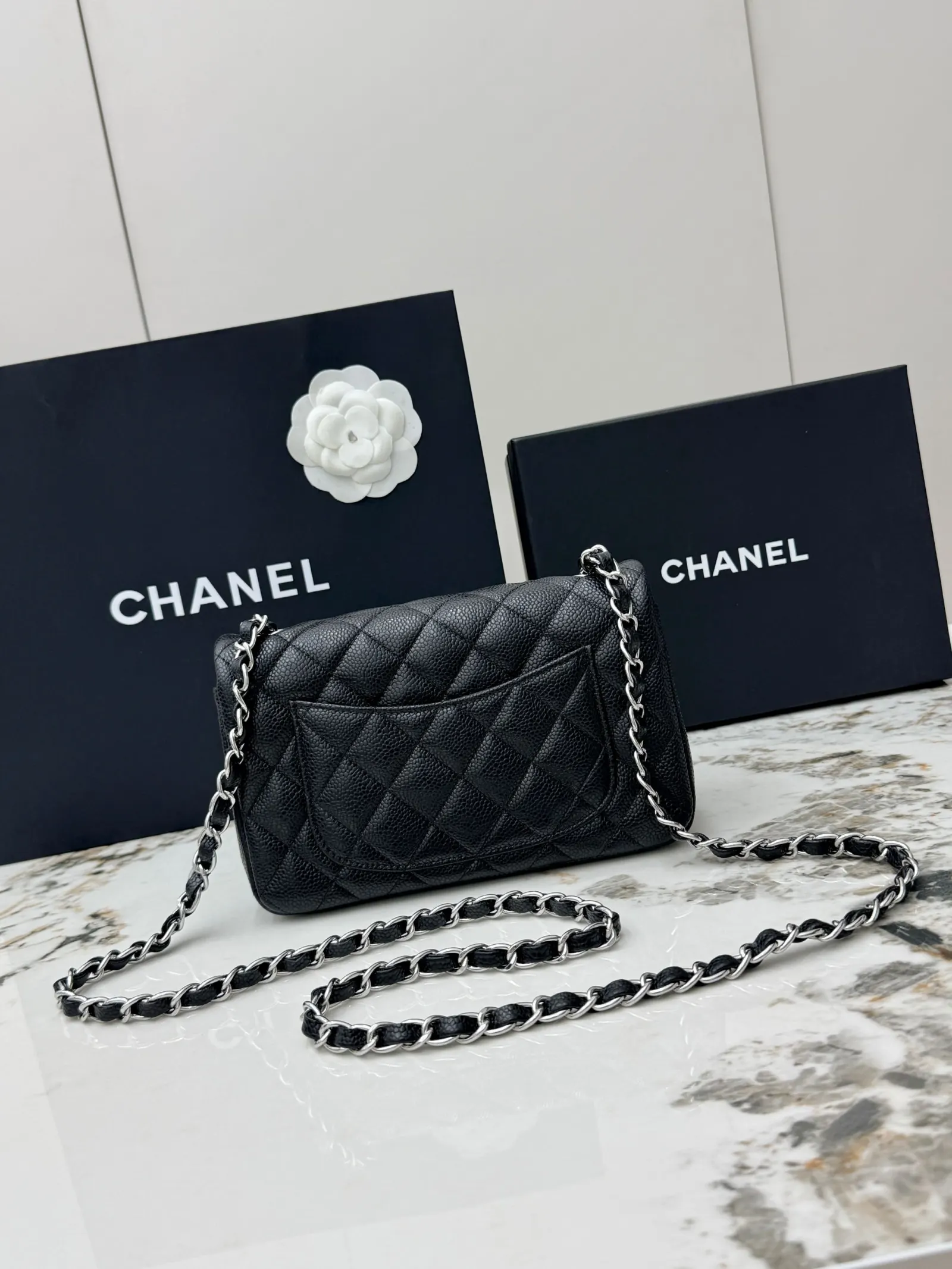 Silver Chain Bag Leather