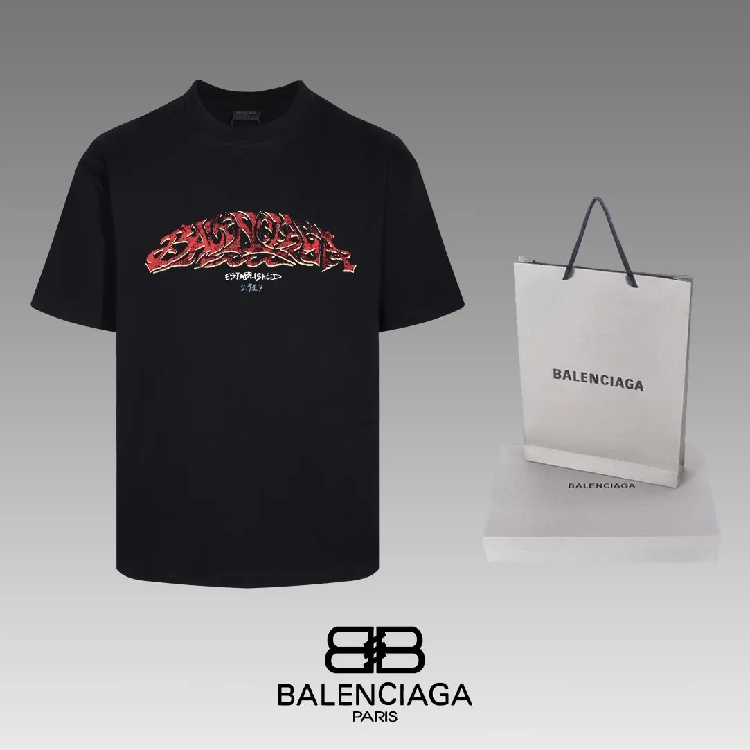 Balenciaga Black Short Sleeve T-Shirt Loose Casual