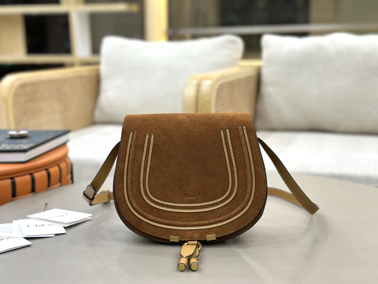 小牛皮 Chloe Marcie马鞍包 Marc 斜挎包 轻便斜挎款