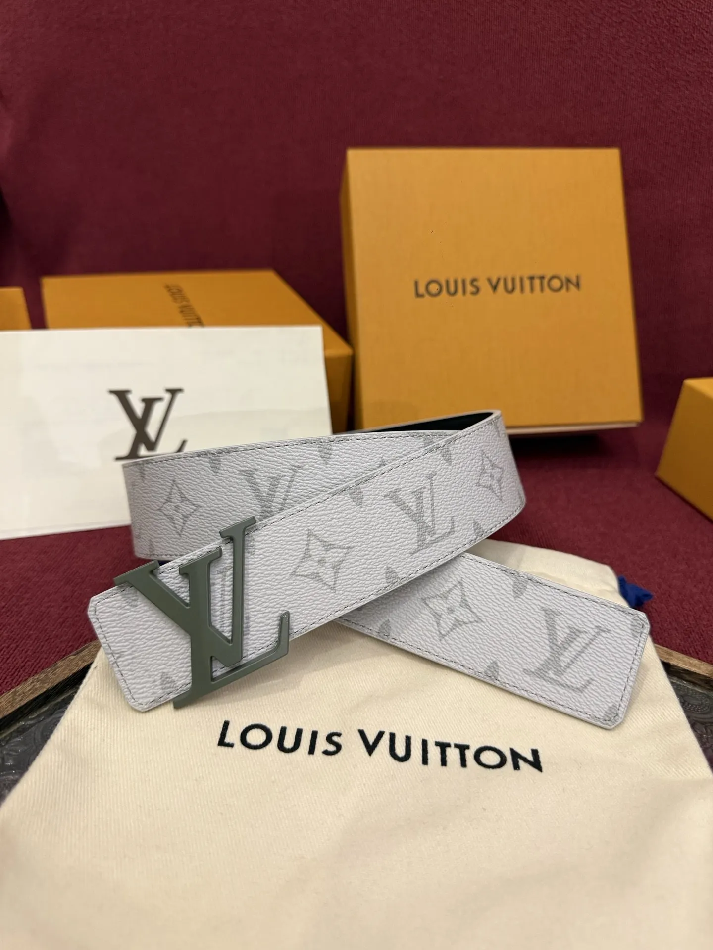 LV 綠色 雙面腰帶 商務休閒款