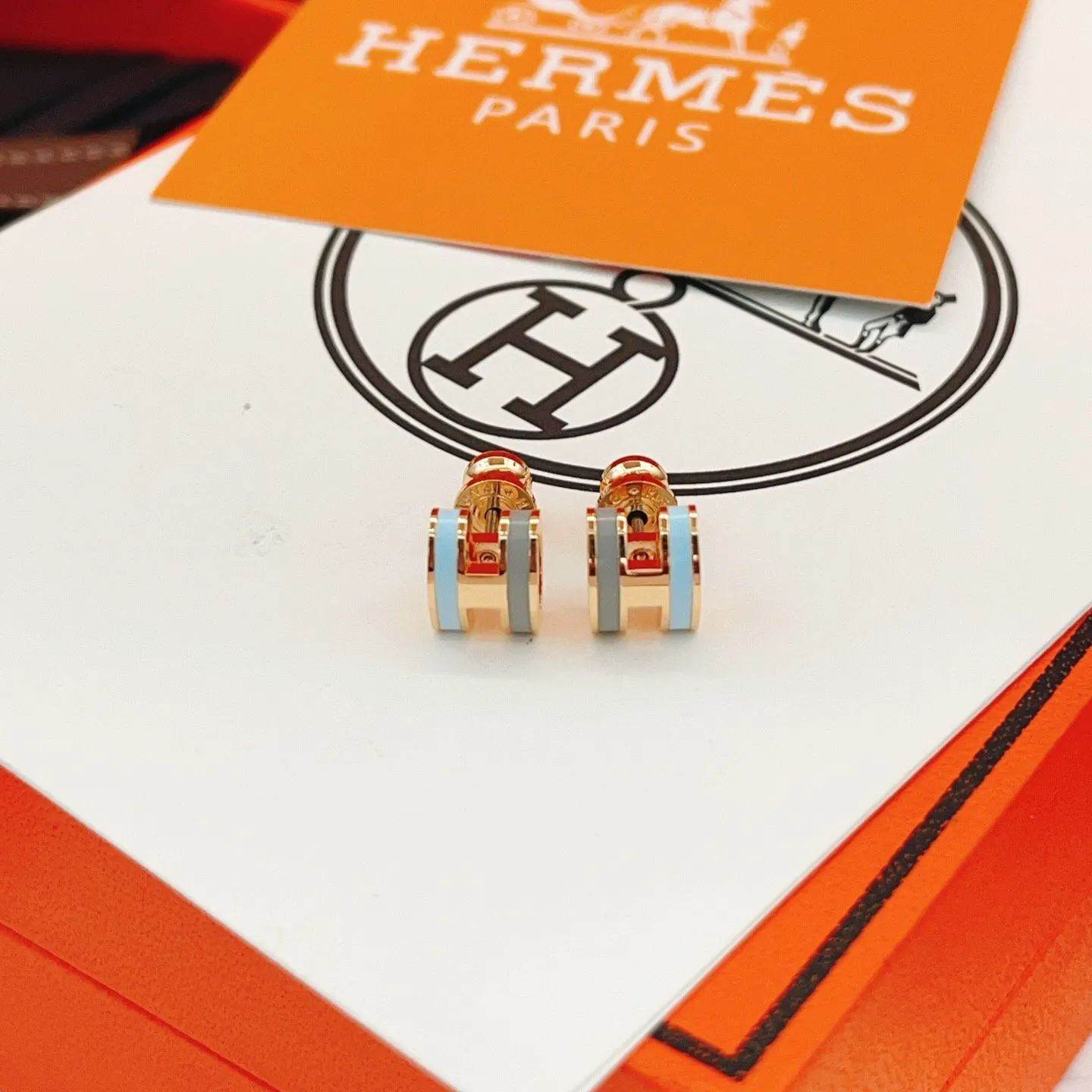 Hermes 玫瑰金 耳钉 小巧点缀款